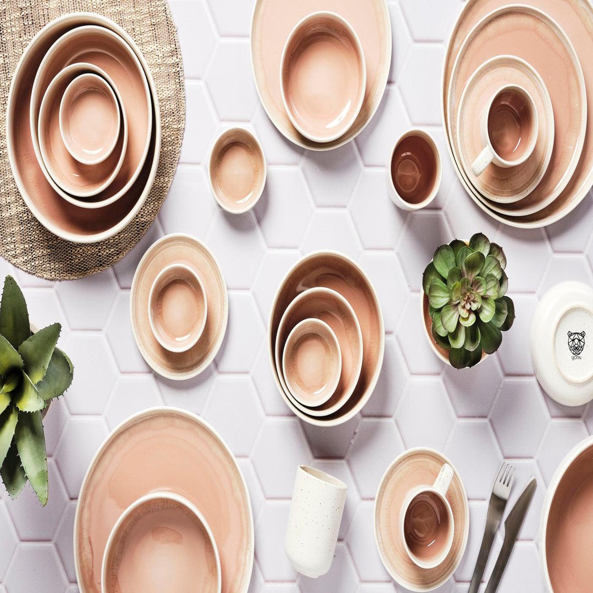 Voir la diapositive 4 : BJORN Service les essentiels oxygen - 18 pièces - rose poudre