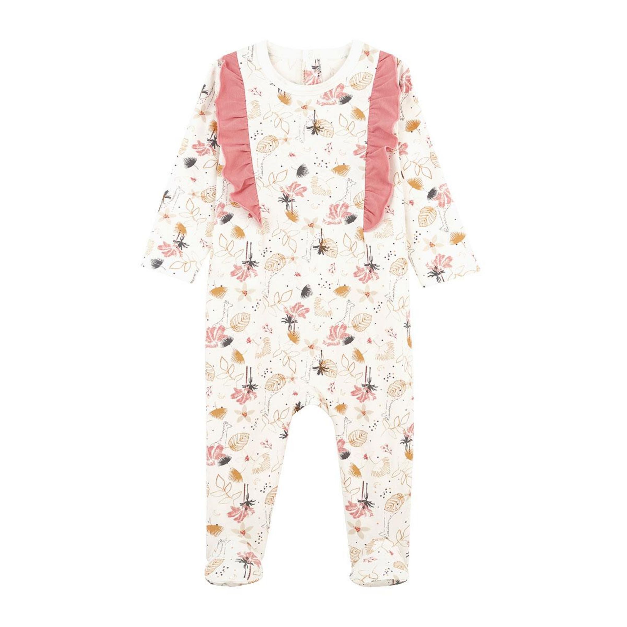 Pyjama Bébé Arya - Grenouillère Effet 2 Pièces Avec Volants Et Pieds Antidérapants