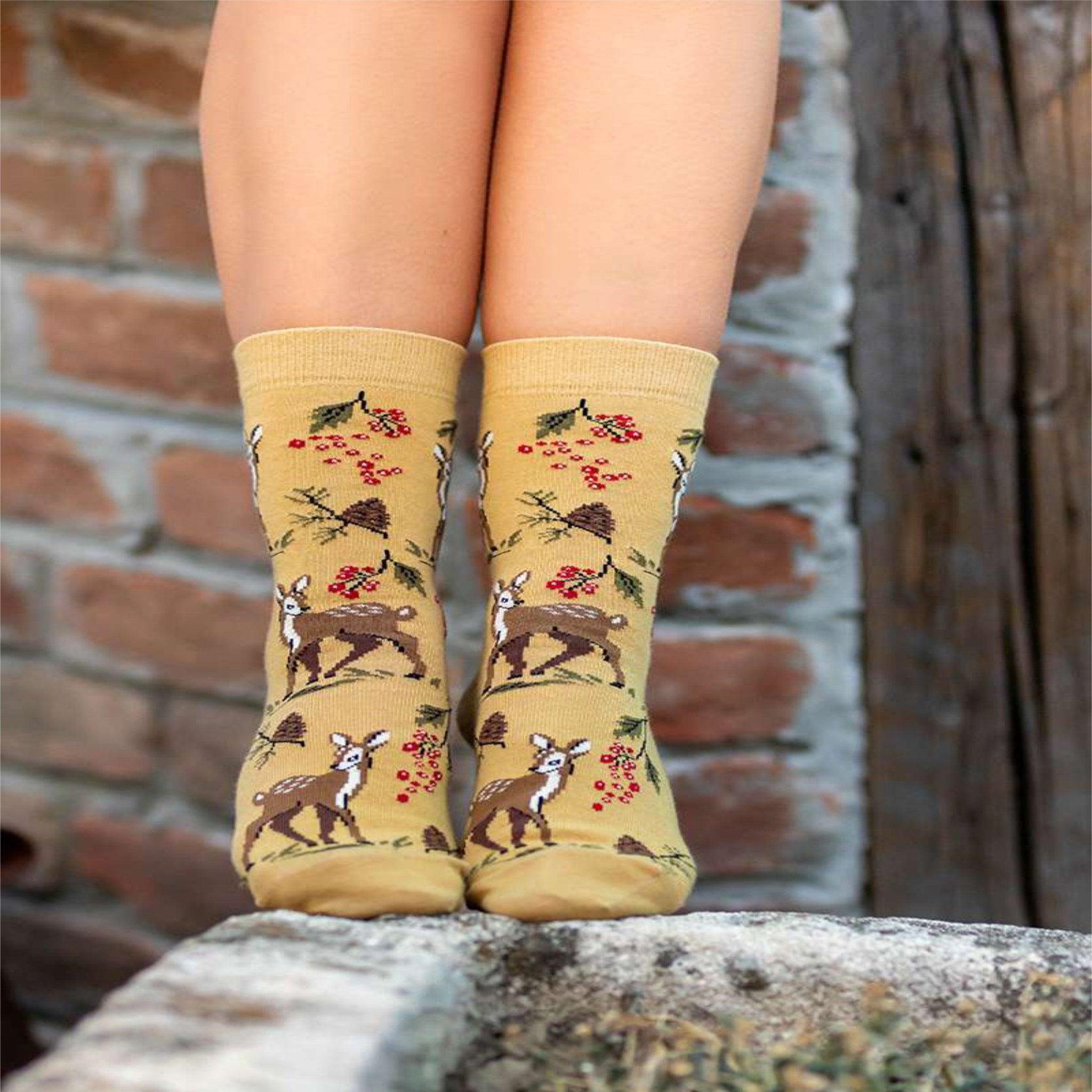 Voir la diapositive 5 : PIRIN HILL Chaussettes coton bio automne cerfs