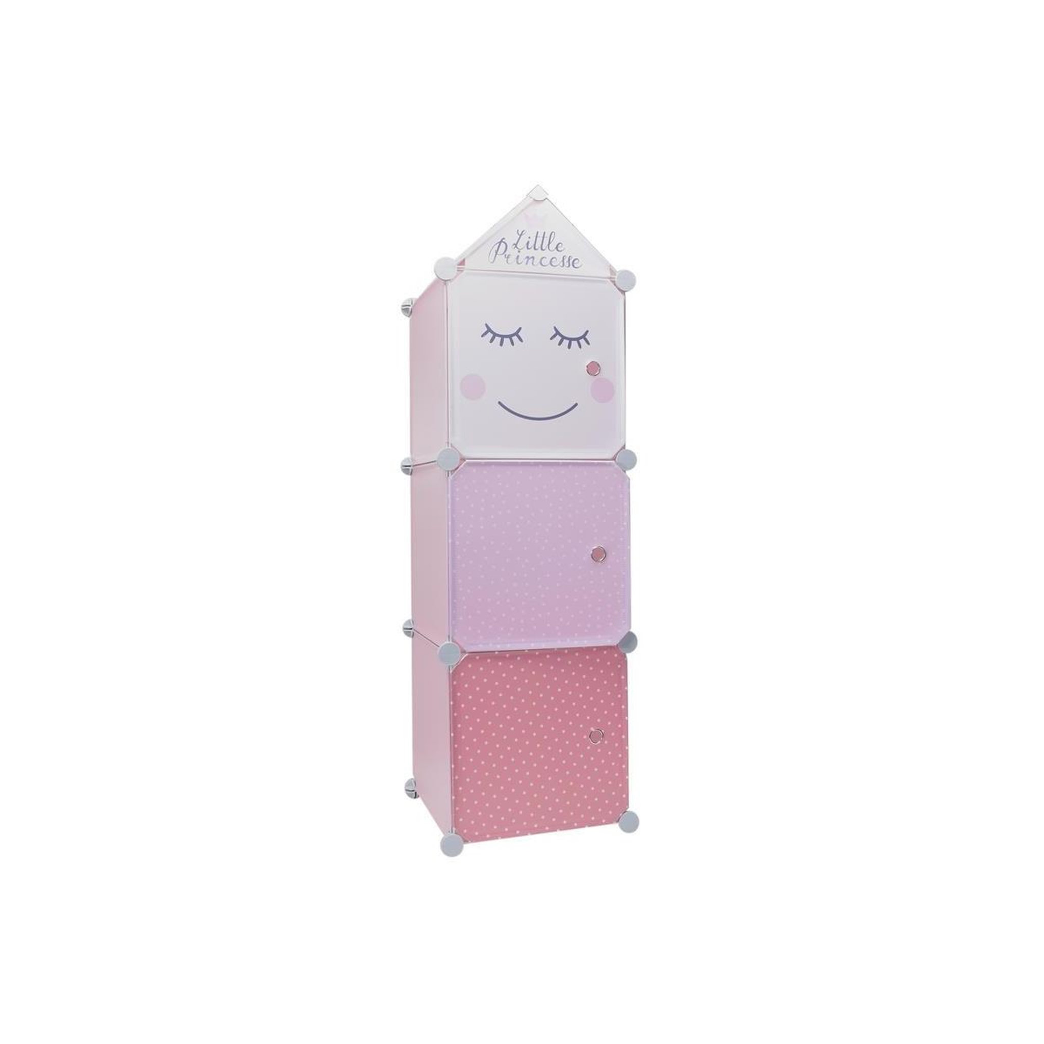 Voir la diapositive 1 : HOME DECO KIDS Lot de 3 cubes modulables  rangement  110cm rose