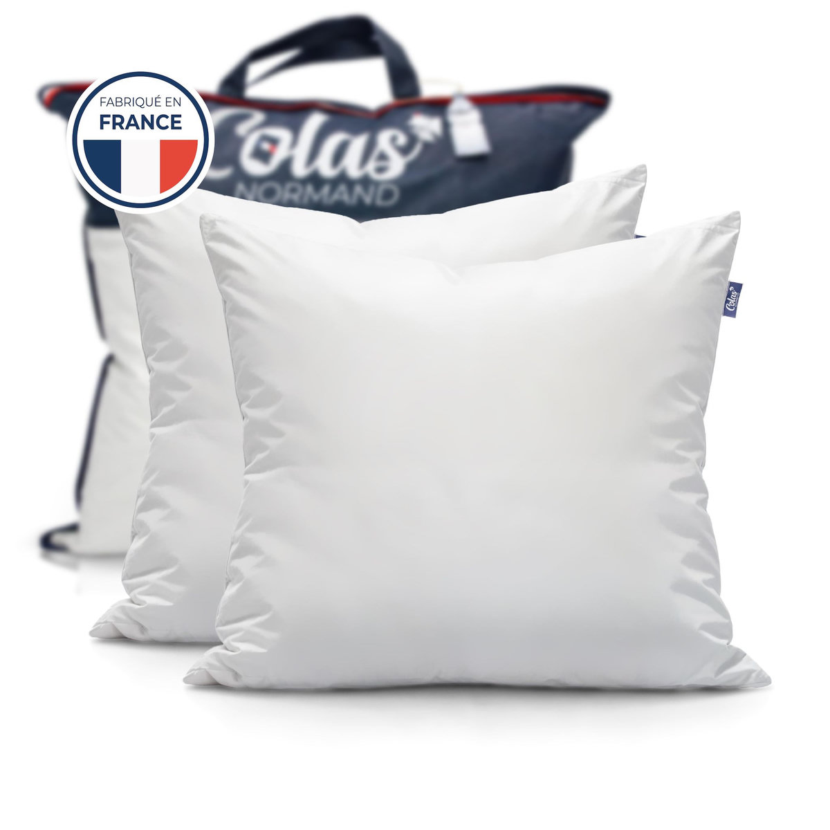 COLAS NORMAND Lot de 2 oreillers lavables à 95° 60×60 cm