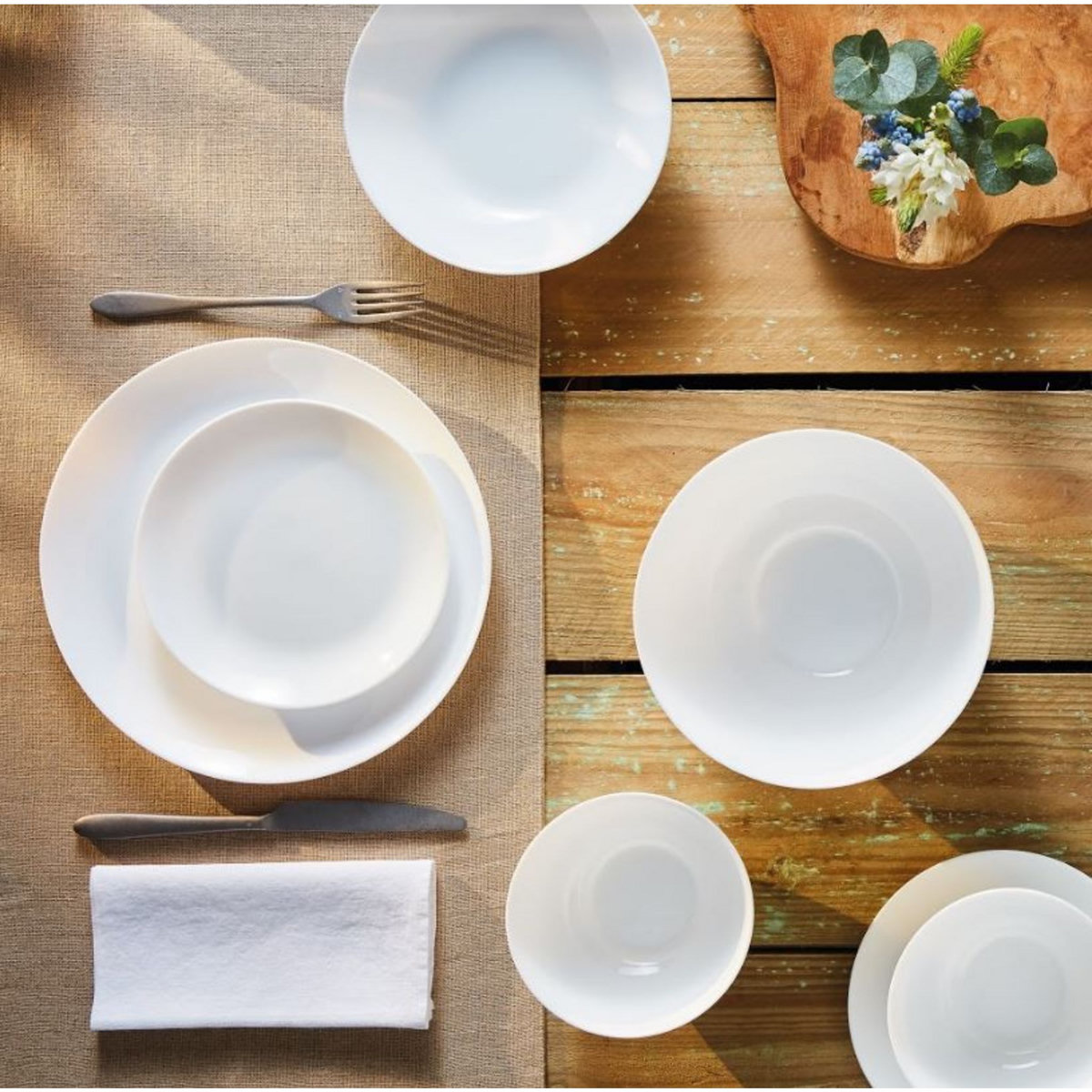 LUMINARC Service d'assiettes opale 19 pièces DIWALI blanc