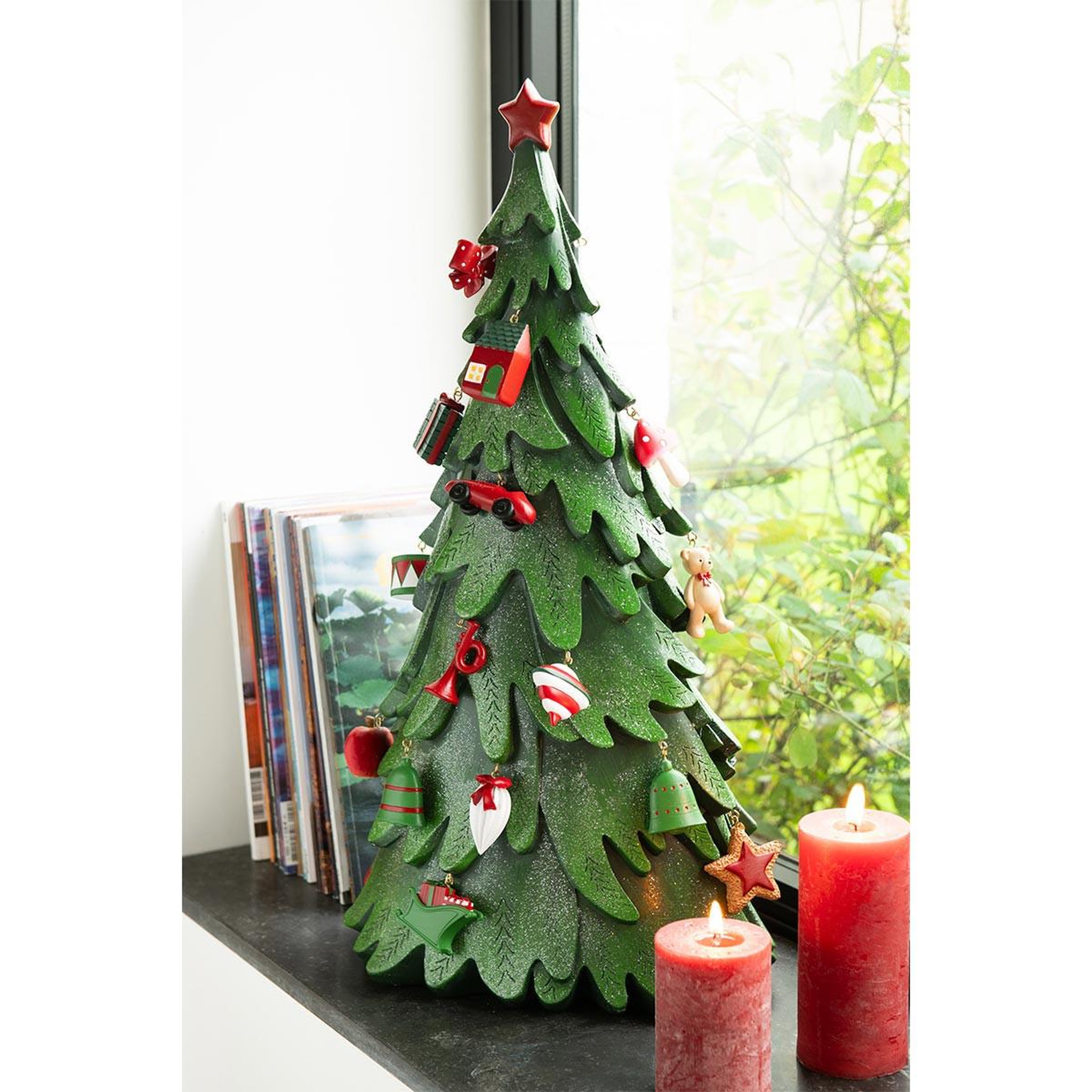 Voir la diapositive 2 : J-LINE Sapin de noël déco  zane  63cm multicolore