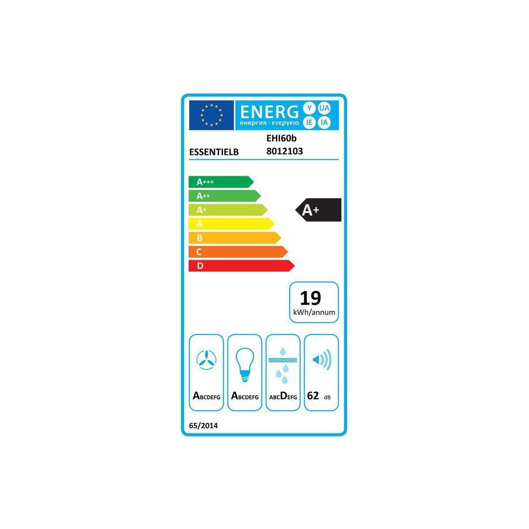 Voir la diapositive 6 : ESSENTIEL B Hotte décorative murale inclinée ehi60b