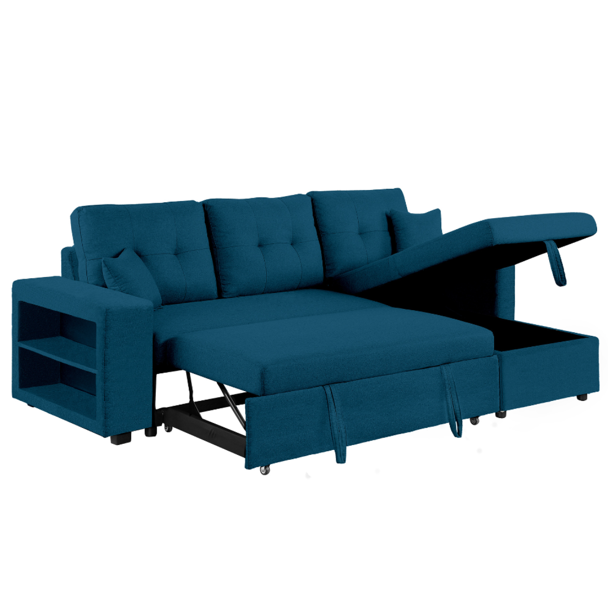 Voir la diapositive 4 : CONCEPT USINE Canapé d'angle convertible bleu 4 places glasgow