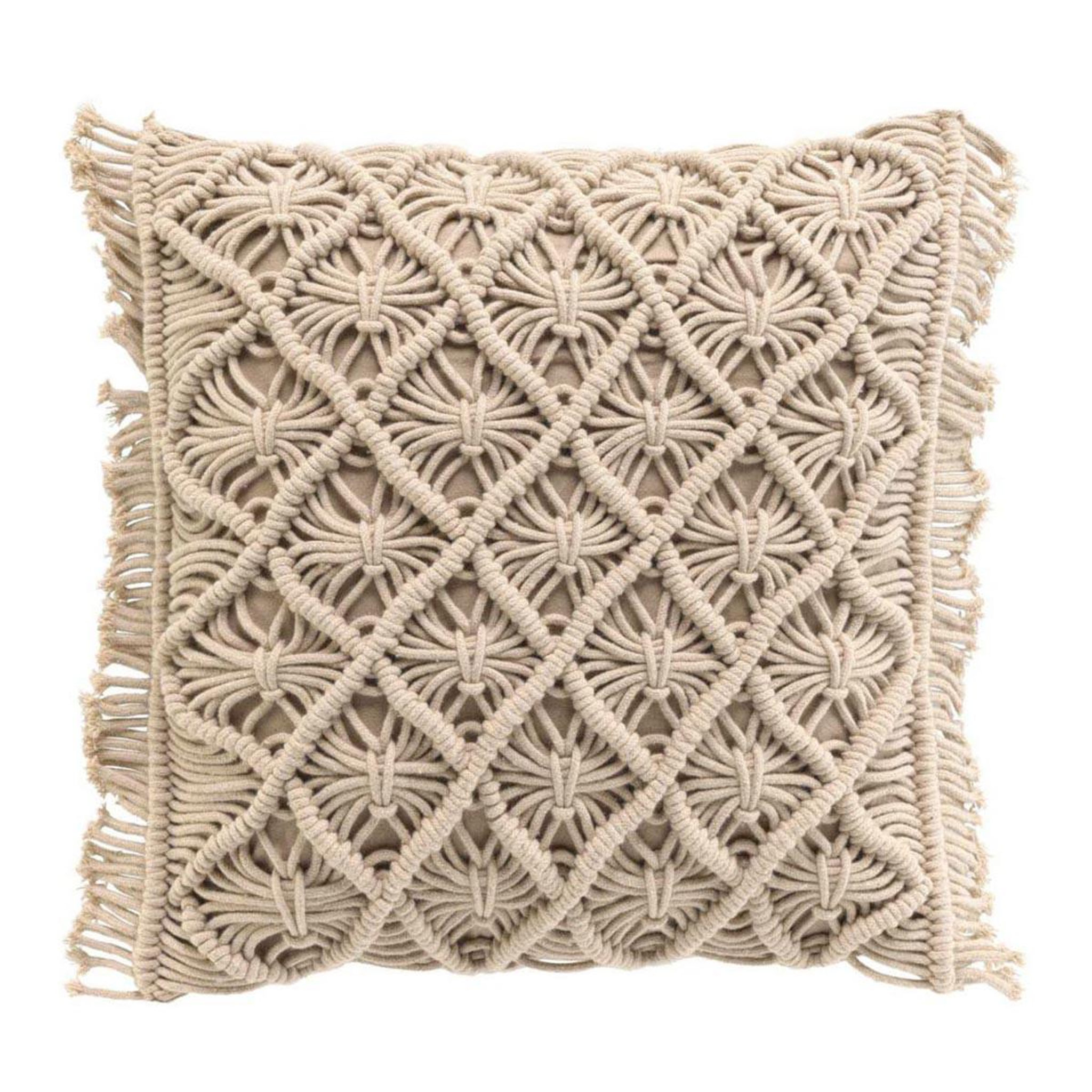 Douceur d'Intérieur Coussin déco macramé  indy  40x40cm naturel