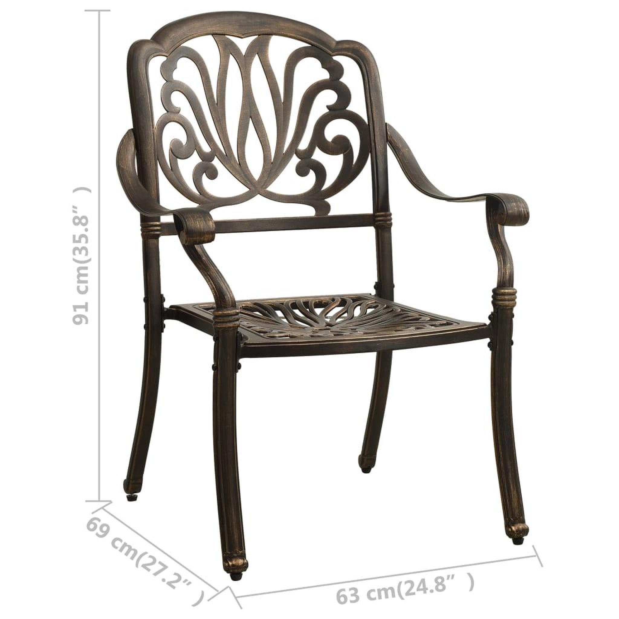 Voir la diapositive 6 : VIDAXL Ensemble de bistro 3 pcs Aluminium coule Bronze