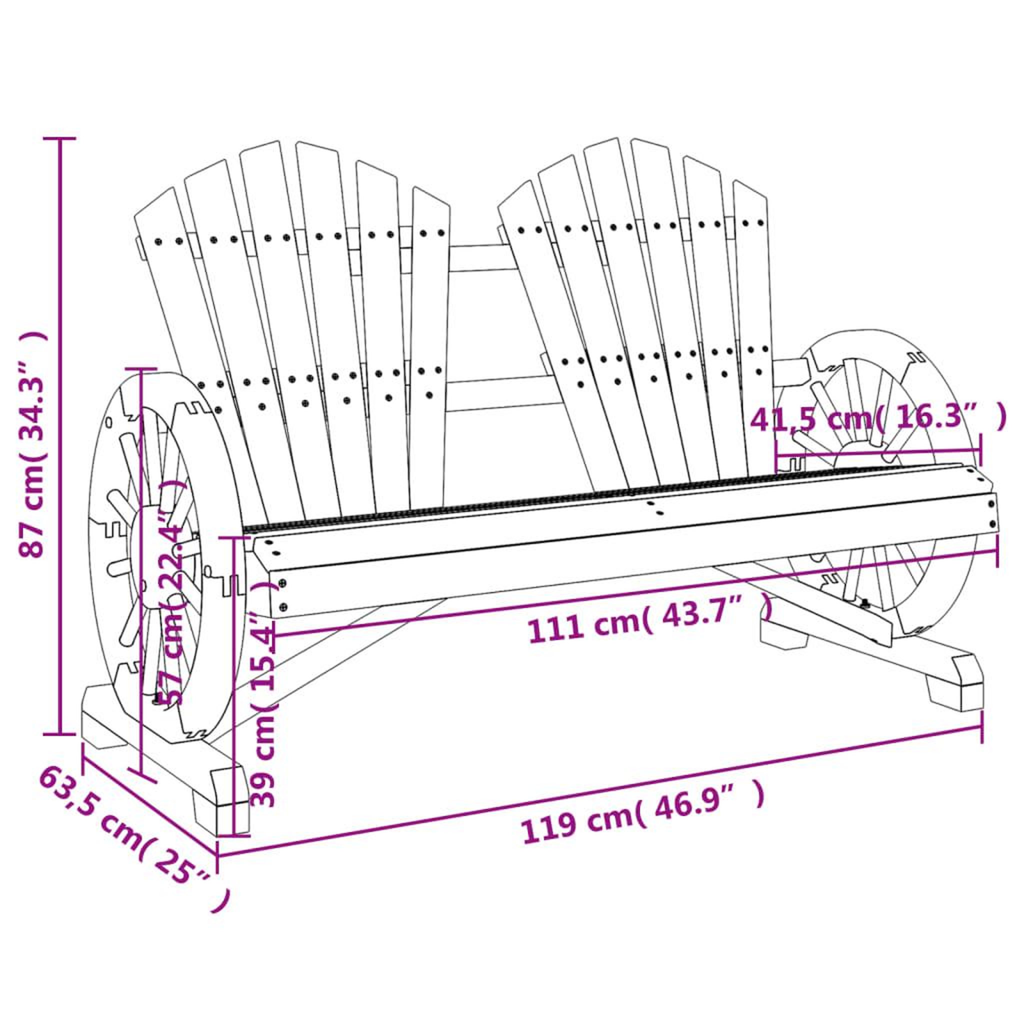 Voir la diapositive 6 : VIDAXL Chaise de jardin Adirondack 2 places bois de sapin massif