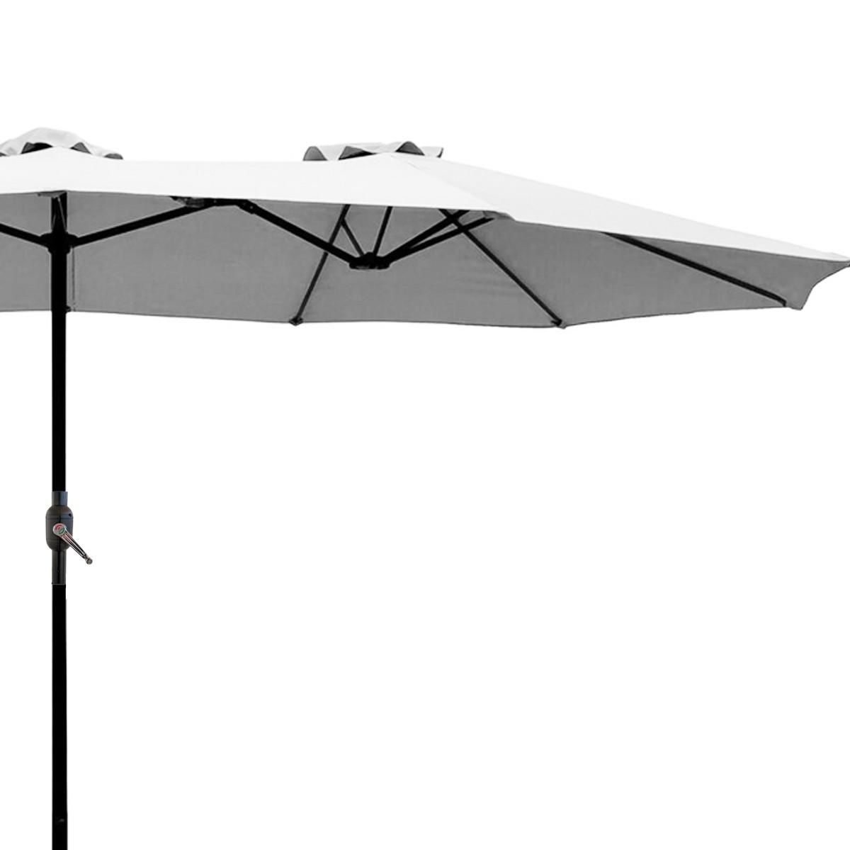 KZ GARDEN Parasol de jardin double Gris 4.50 x 2.65 x H 2.40 Toile polyester TWIN KZ GARDEN