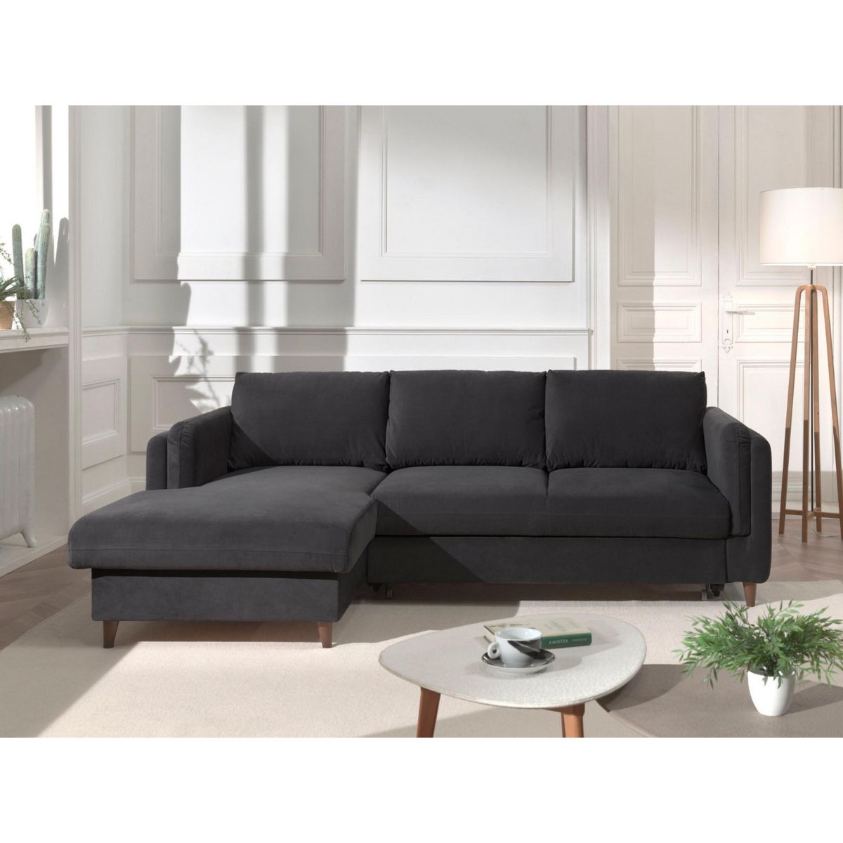 LISA DESIGN Brooke - canapé d'angle gauche - convertible avec coffre - 4 places - en velours