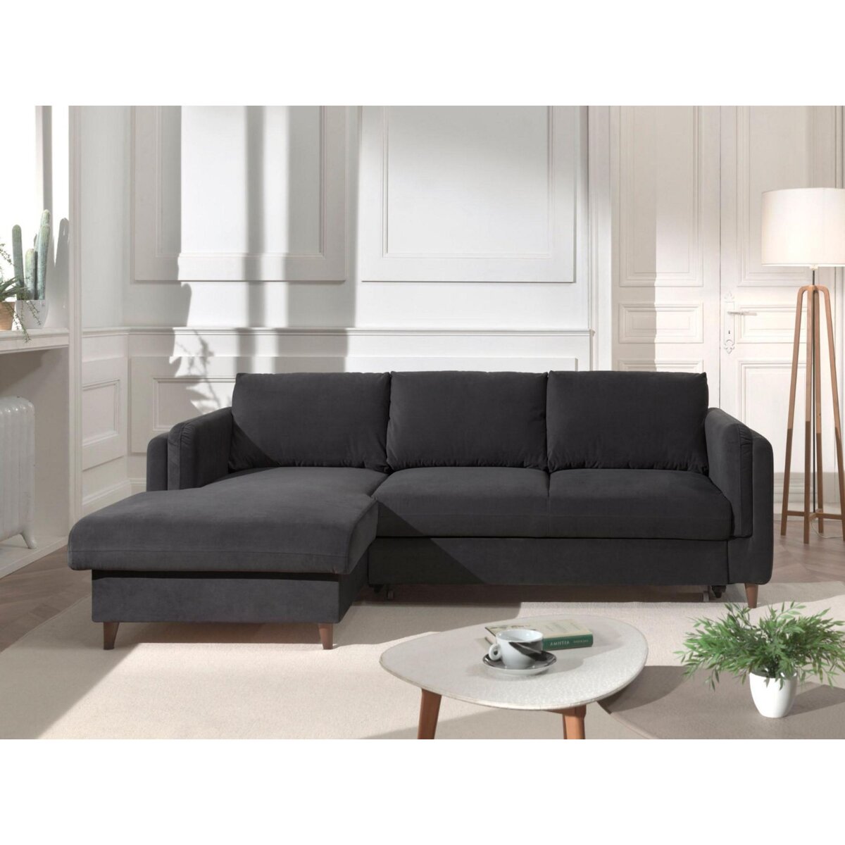 LISA DESIGN Brooke - canapé d'angle gauche - convertible avec coffre - 4 places - en velours