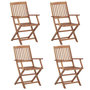 Voir la diapositive 3 : VIDAXL Chaises pliables de jardin lot de 4 avec coussins Bois d'acacia