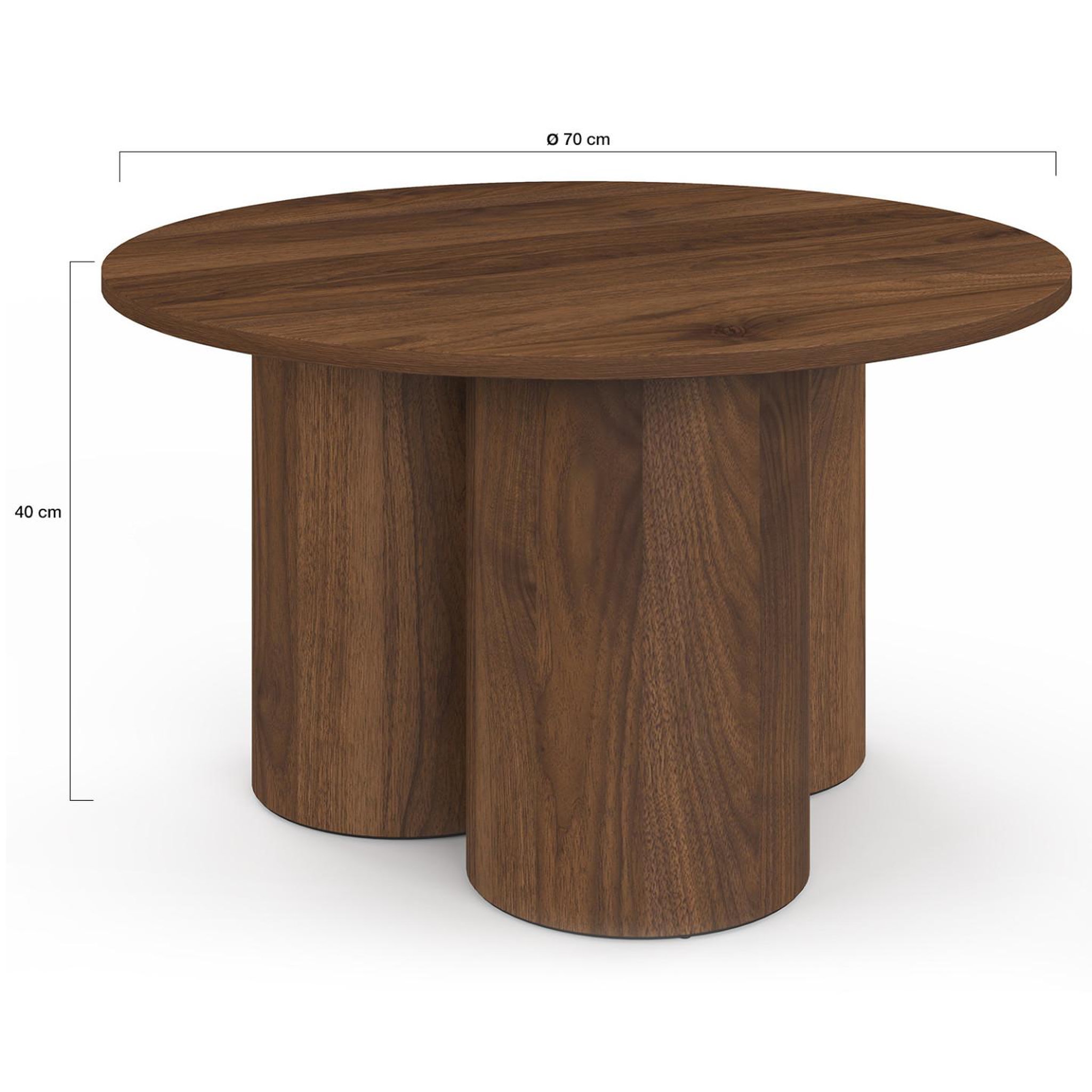 Voir la diapositive 4 : ID MARKET Table basse ronde eloise 70 cm bois effet noyer