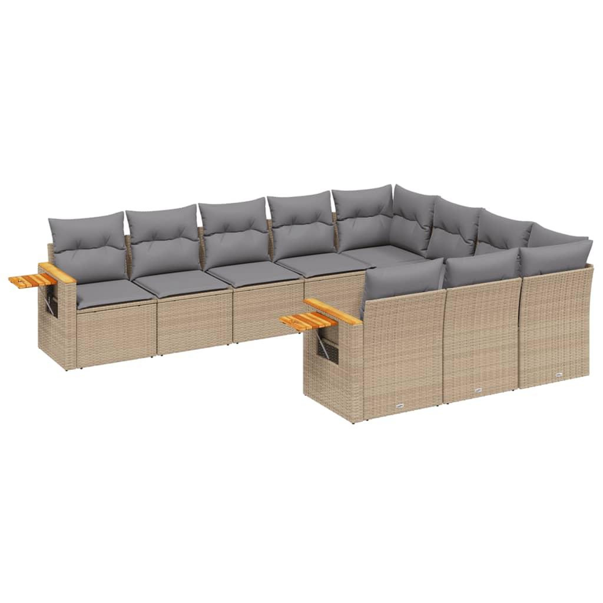 Voir la diapositive 2 : VIDAXL Salon de jardin avec coussins 10 pcs beige resine tressee