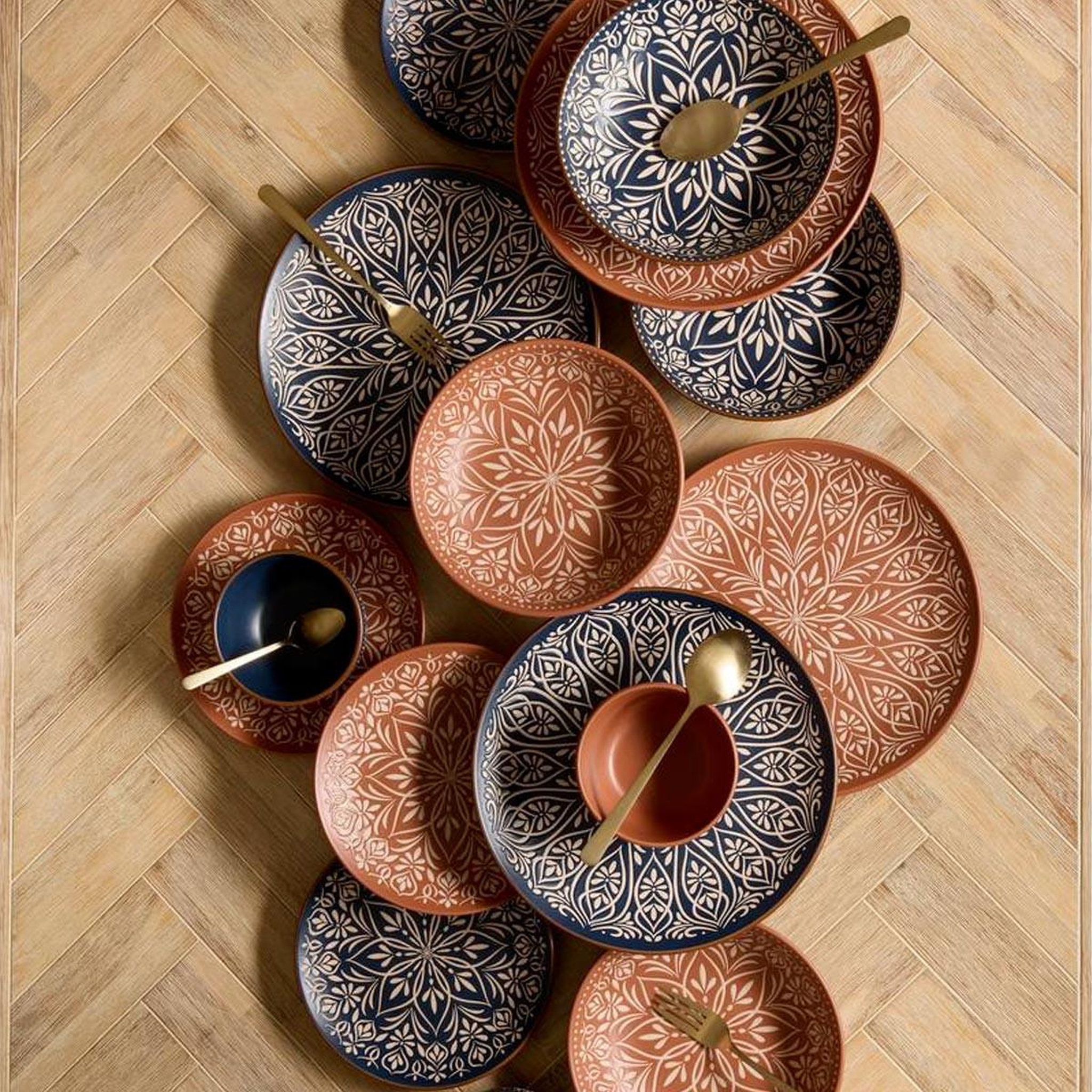 Voir la diapositive 3 : SECRET DE GOURMET Lot de 6 assiettes à dessert en céramique  inès  21cm terracotta