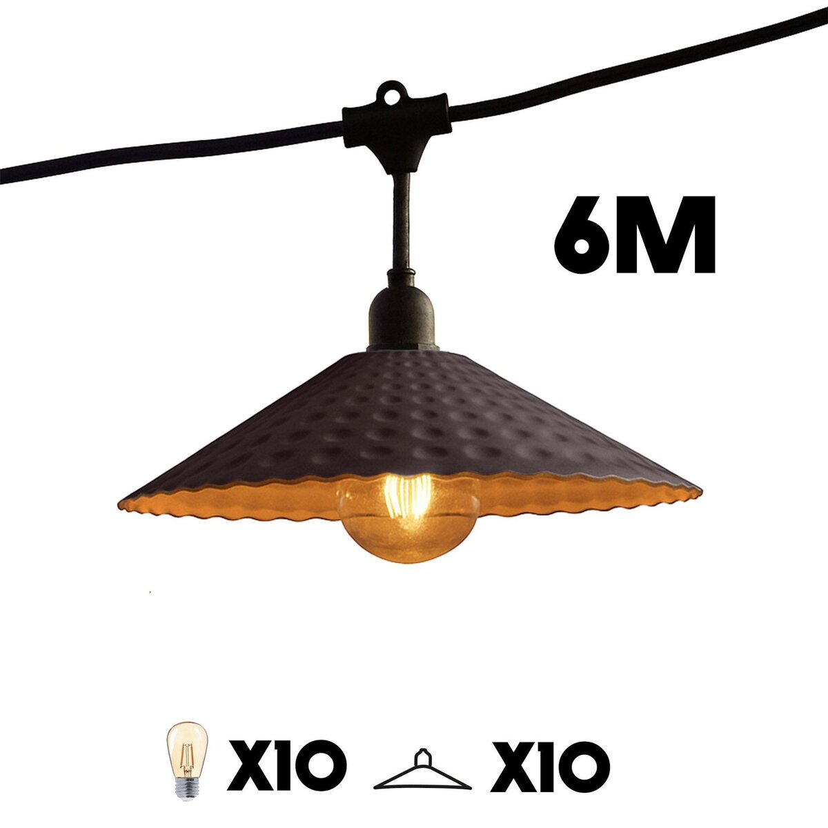 Lumisky Guirlande lumineuse VINTY Noir Acier 6M