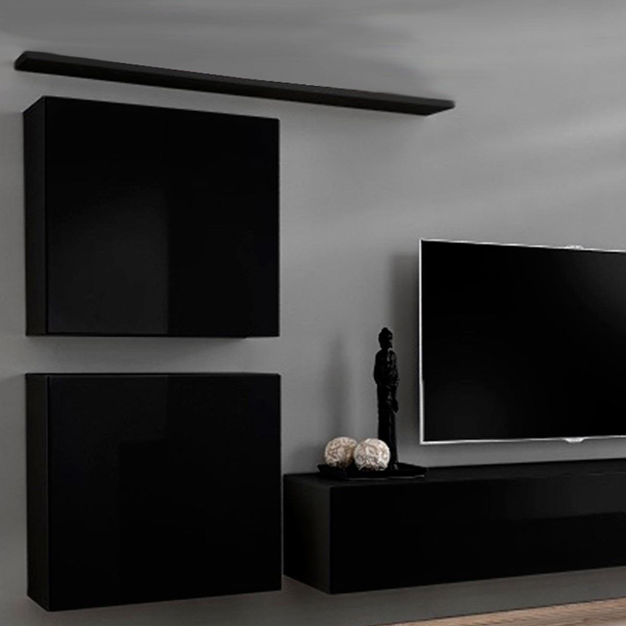 Voir la diapositive 2 : Paris Prix Meuble tv mural design  switch iv  320cm noir