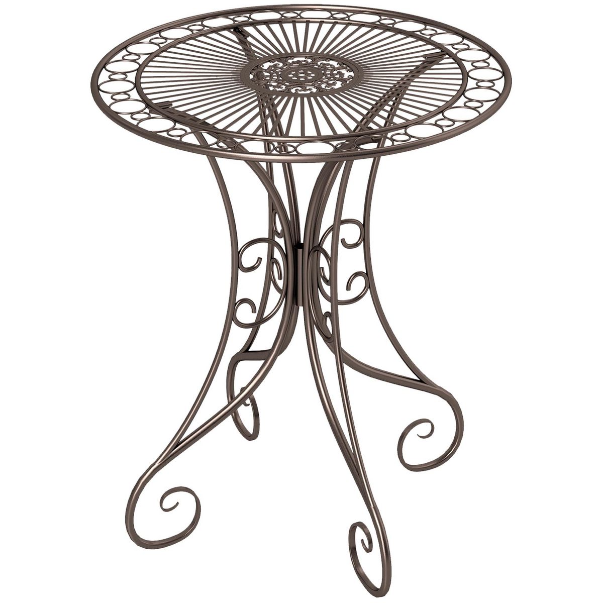 OUTSUNNY Table de jardin ronde 2 places style fer forgé dia. 85 cm métal brun