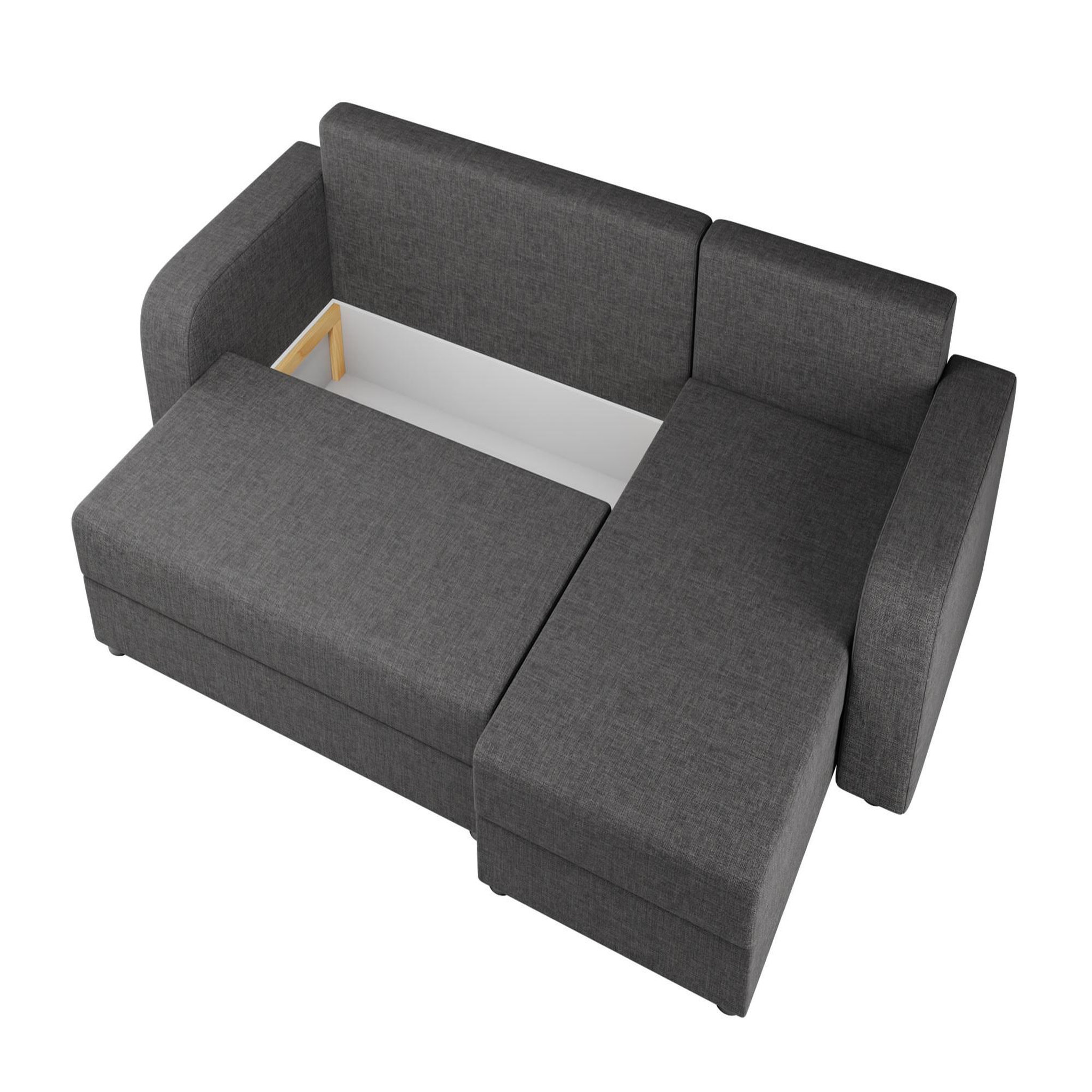 Voir la diapositive 3 : BEST MOBILIER Harvey - canapé d'angle réversible 4 places convertible avec coffre en tissu