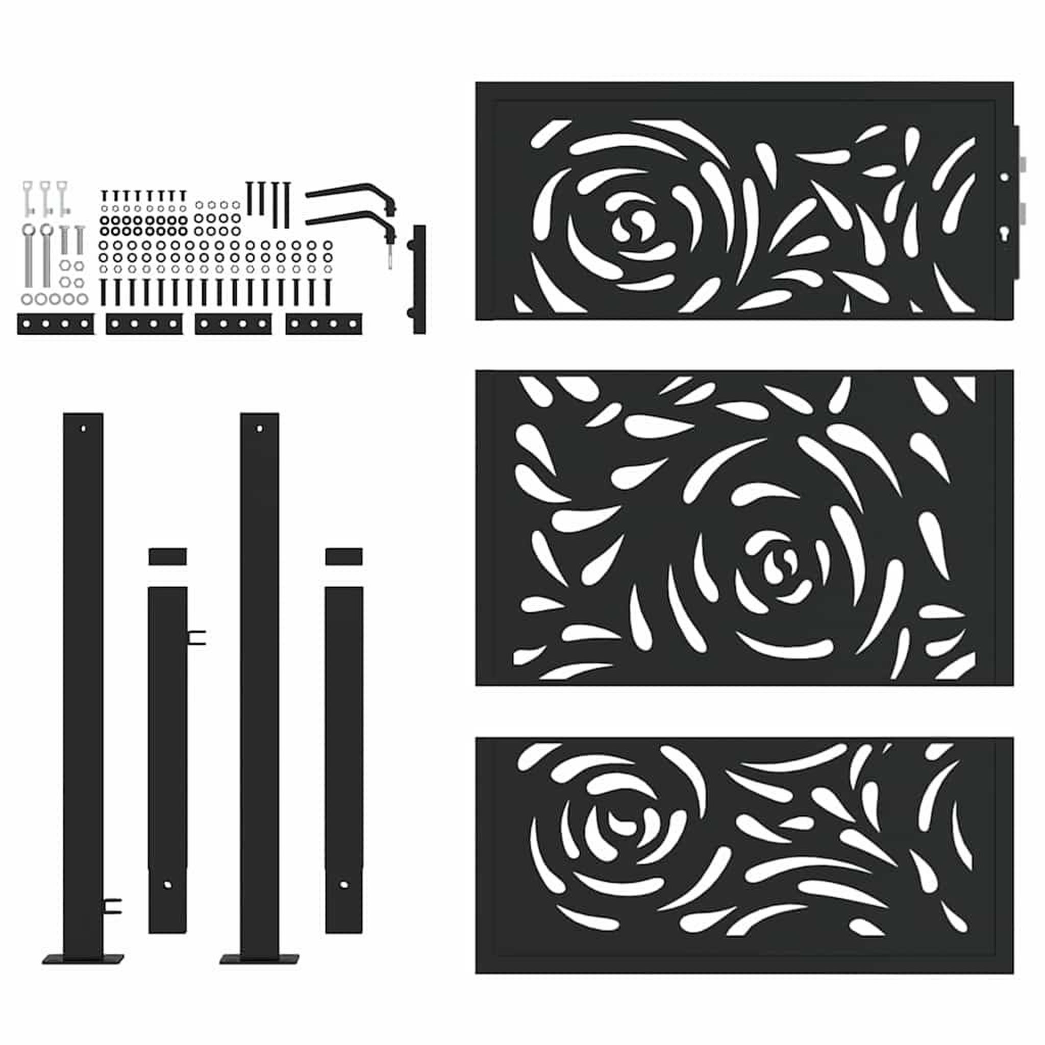 Voir la diapositive 4 : VIDAXL Portail de jardin noir 105x130 cm acier conception de flamme