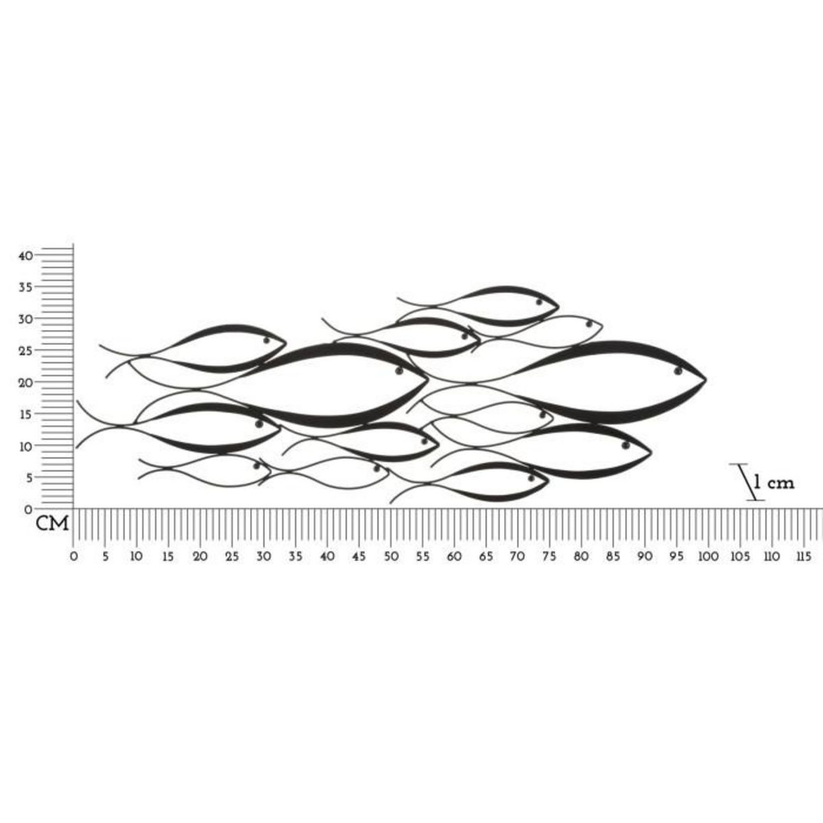 Paris Prix Décoration Murale en Métal  Fishes  100cm Noir