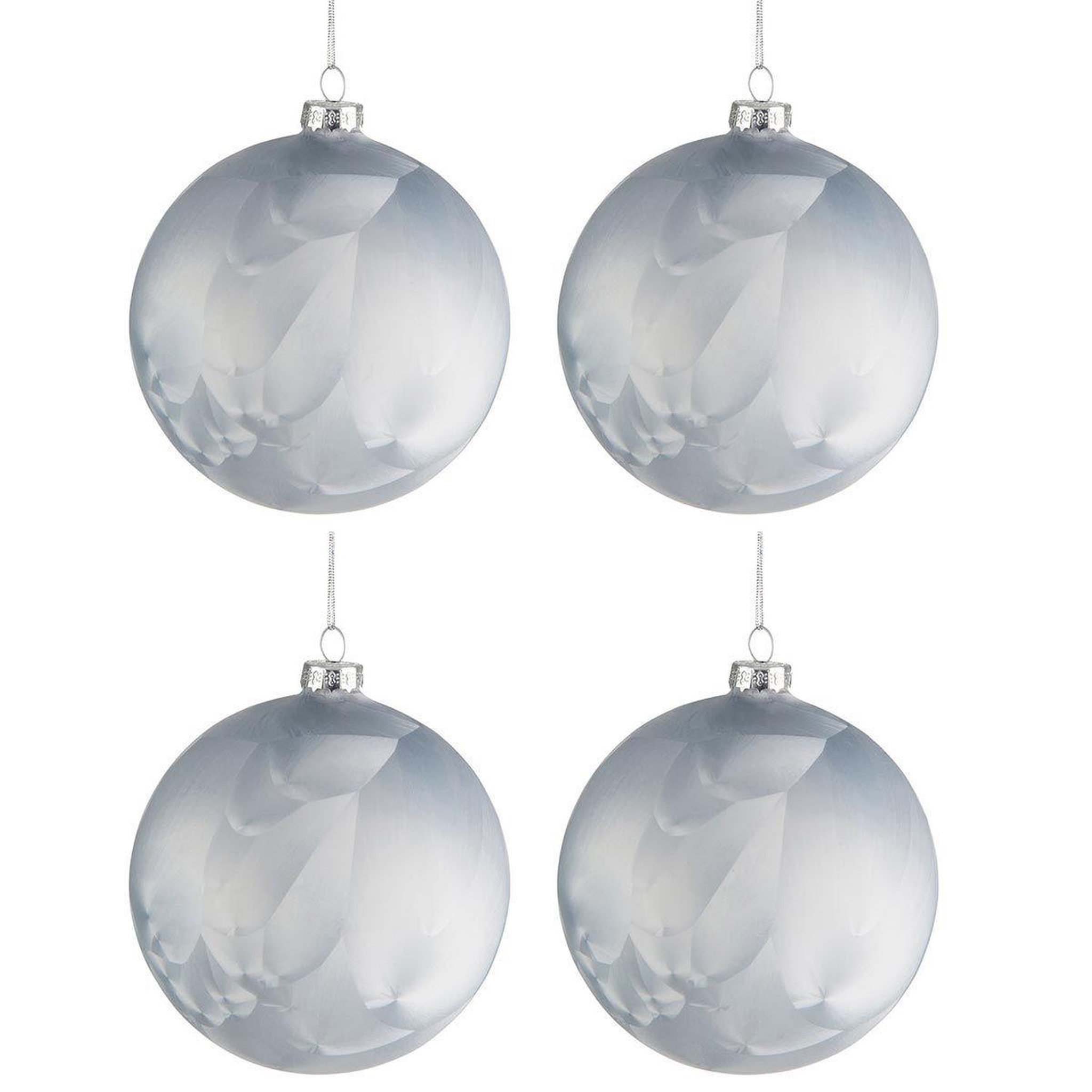 Voir la diapositive 1 : J-LINE Lot de 4 Boules de Noël  Glacé  10cm Bleu