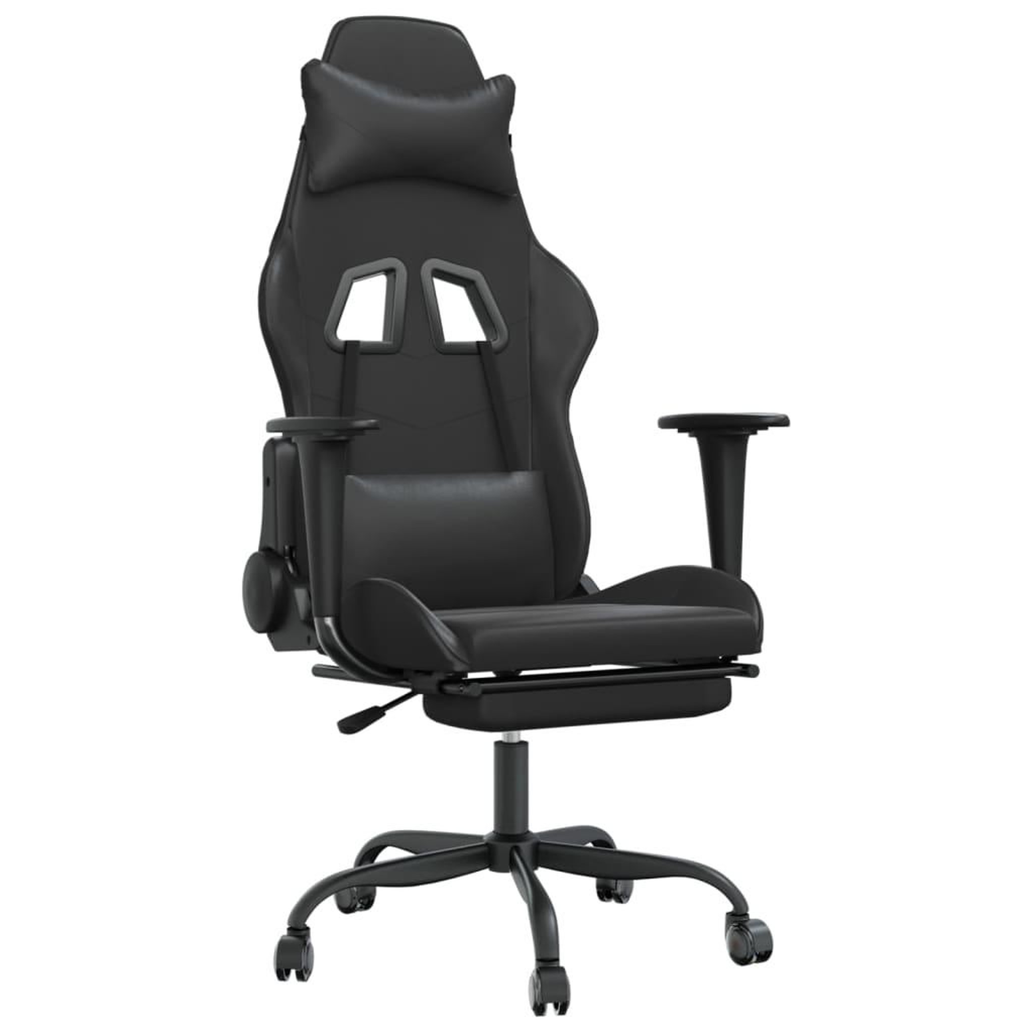 Voir la diapositive 2 : VIDAXL Chaise de jeu de massage avec repose-pied Noir Similicuir