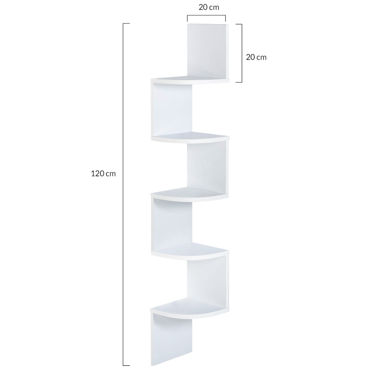 ID MARKET Etagère murale d'angle ISA 5 niveaux blanche
