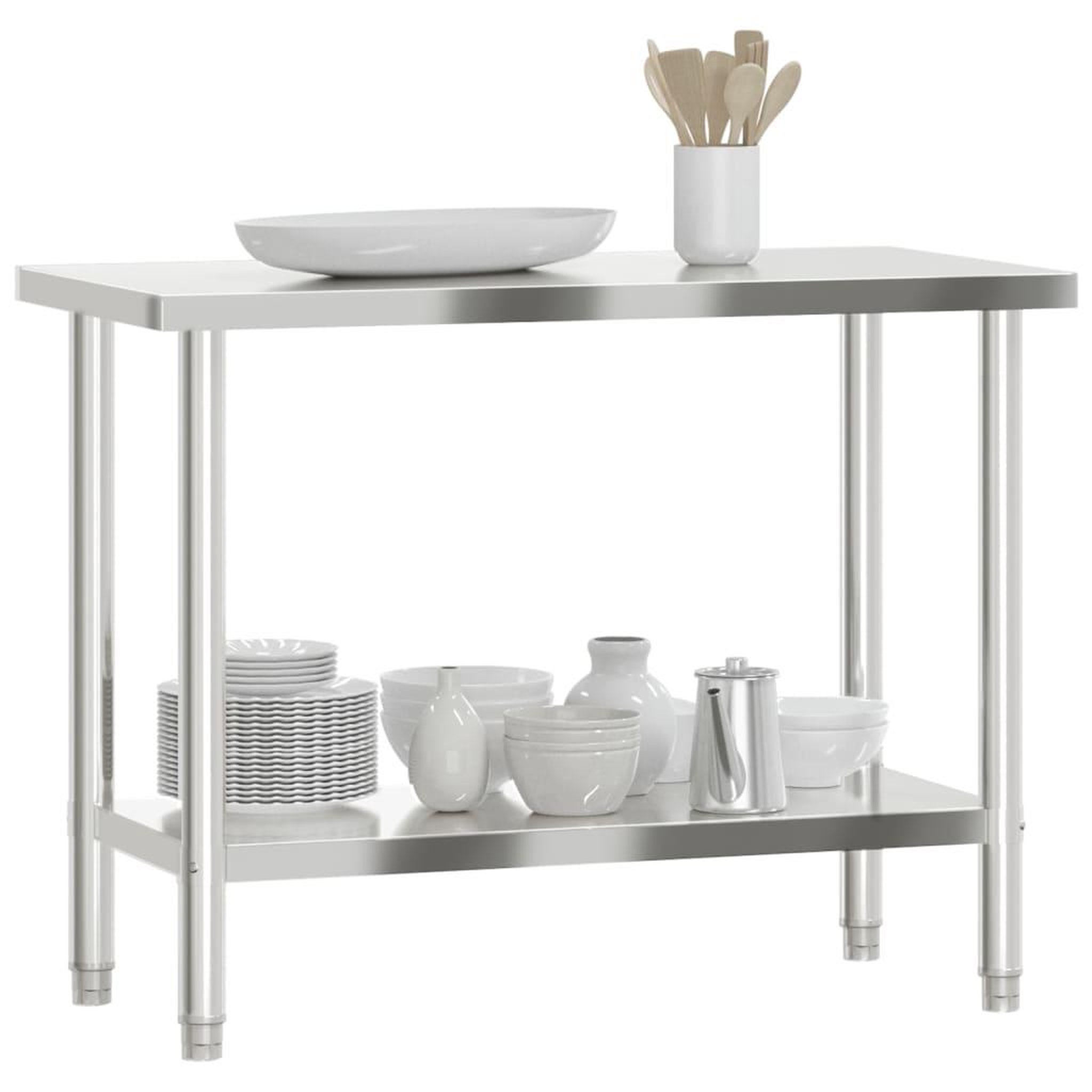 Voir la diapositive 4 : VIDAXL Table de travail de cuisine 110x55x85 cm acier inoxydable