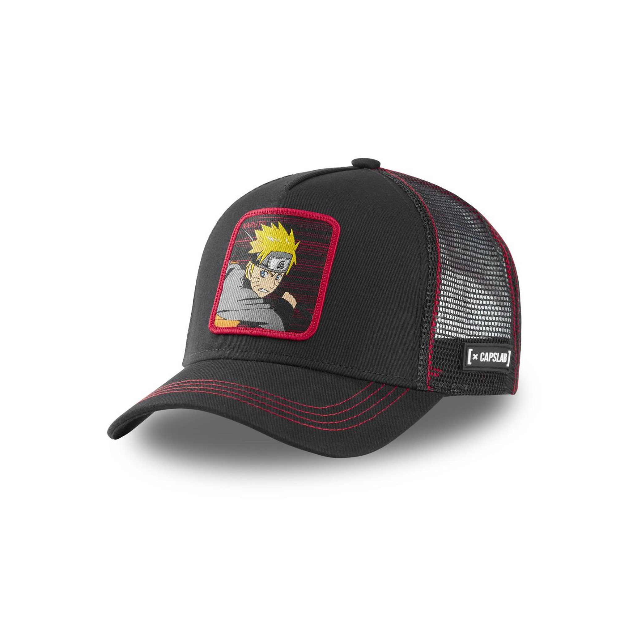 CAPSLAB Casquette Capslab Naruto Noir Bordure Rouge. Coloris disponibles : Noir