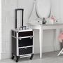 Voir la diapositive 2 : HOMCOM Valise trolley maquillage mallette cosmétique vanity poignée télescopique réglable 34L x 25l x 62H cm alu.