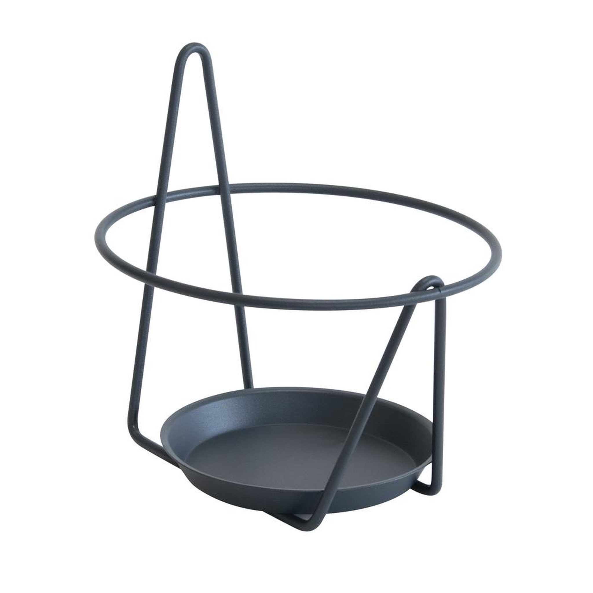 CENTRALE BRICO Porte pot soucoupe mural anthracite - 16-18 cm - acier époxy