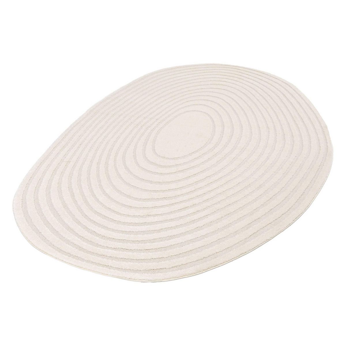 SWEEEK Tapis intérieur forme de galet motif circulaire crème Amanda 160x230cm