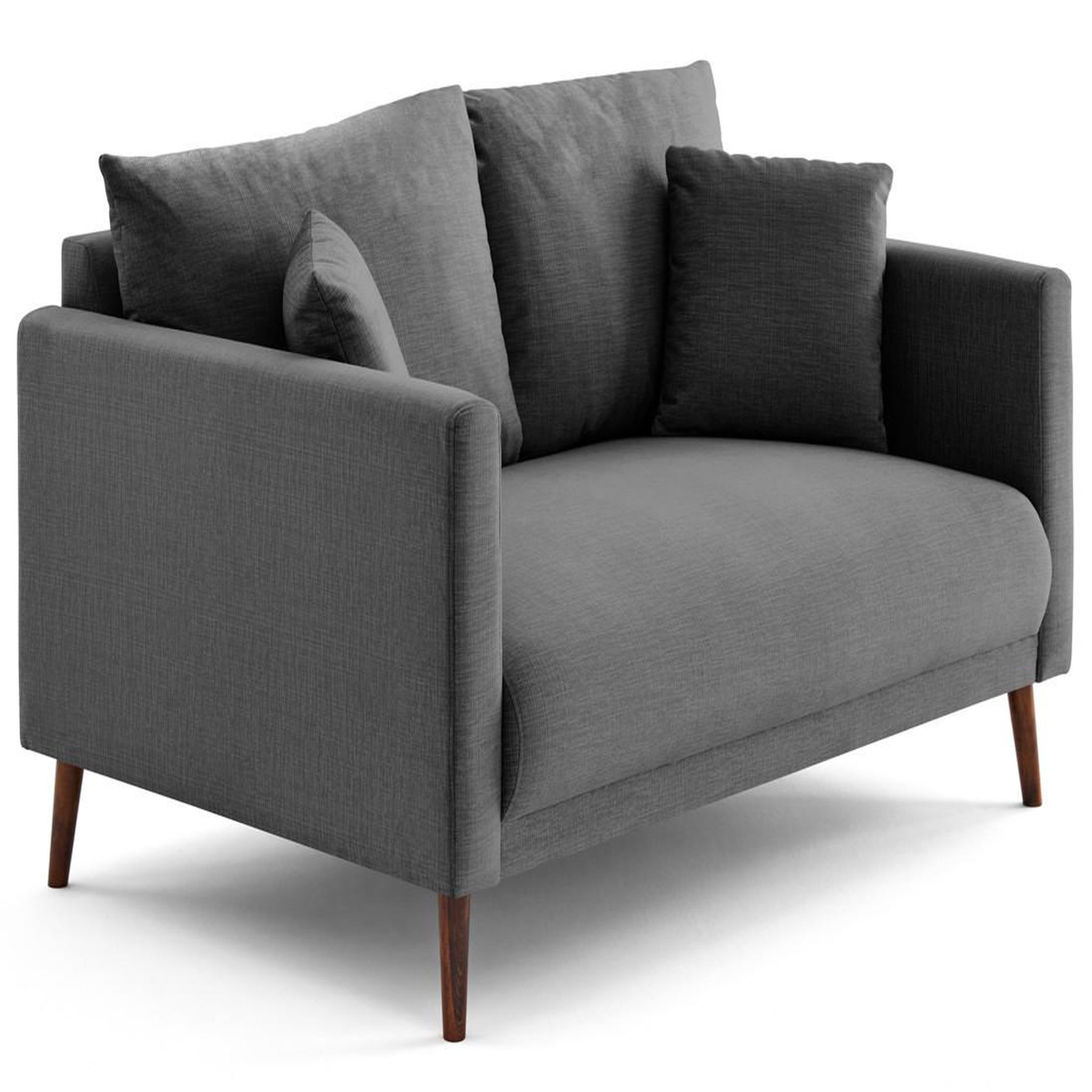 Voir la diapositive 4 : LISA DESIGN Ostrava - canapé droit 2 places en velours pieds en bois