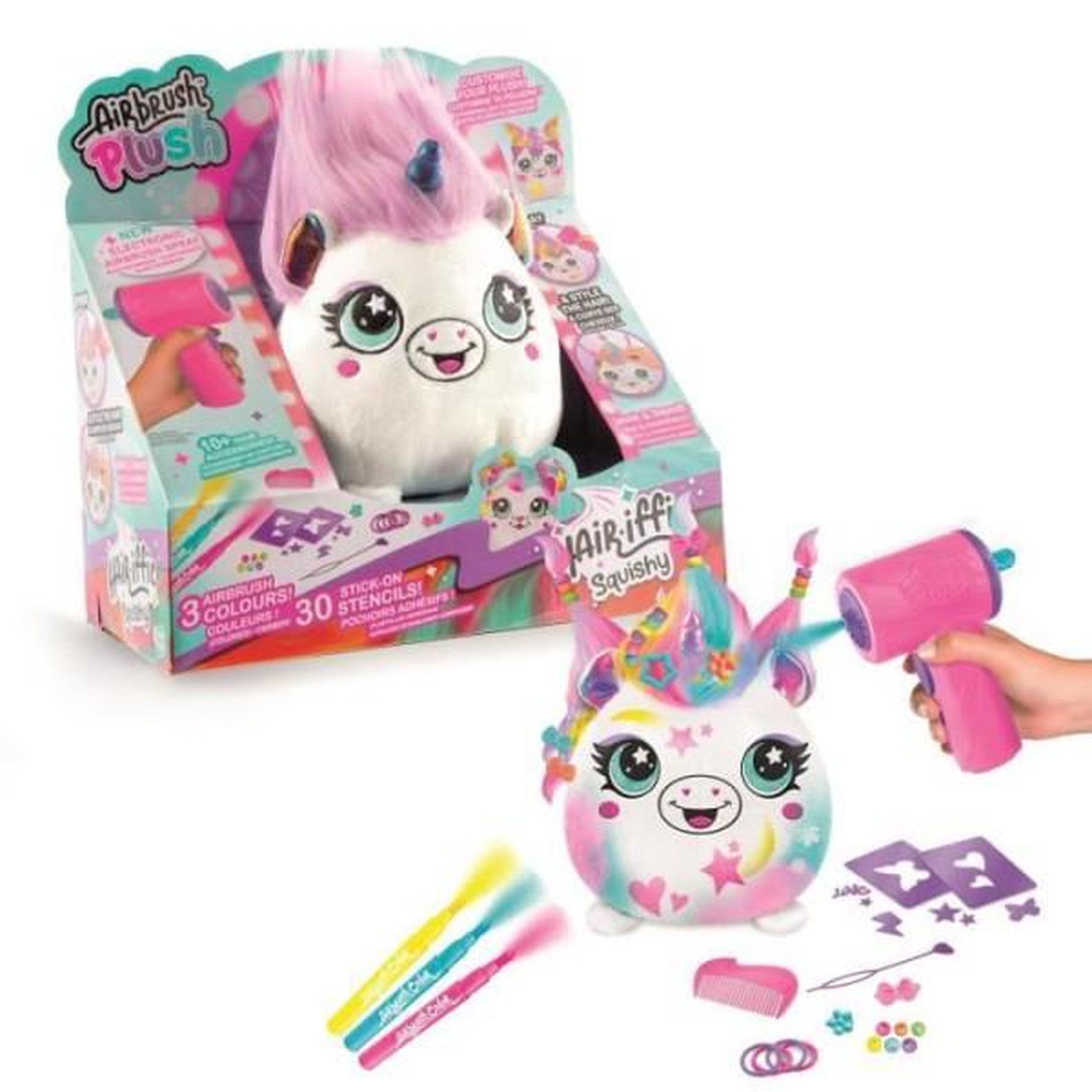 Canal Toys Canal toys - airbrush plush - peluche squishy hair'iffic  a coiffer et décorer avec spray électronique, feutres, -air 040- a
