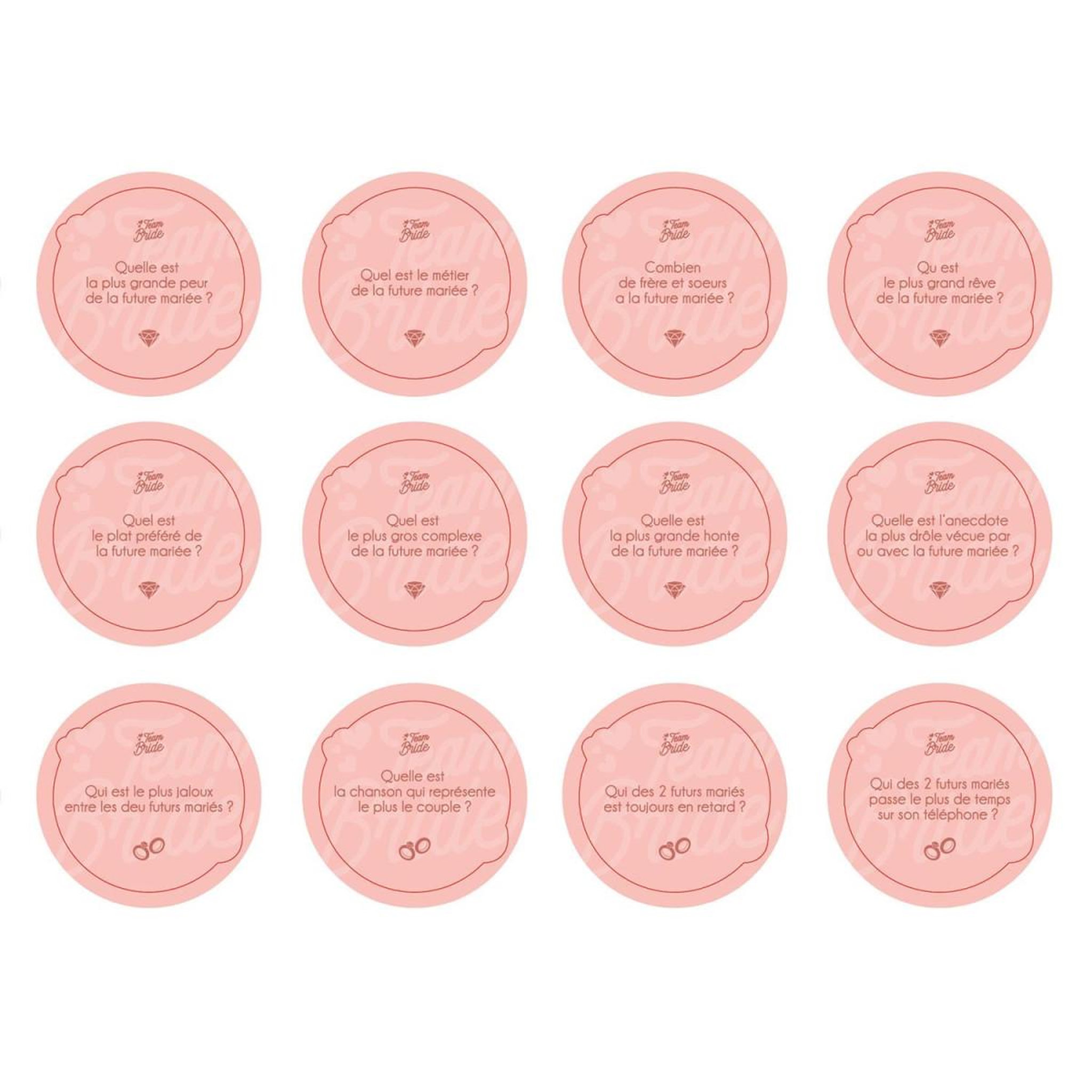 Voir la diapositive 4 : PARTY TIME Jeu de 30 questions  evjf  8cm rose