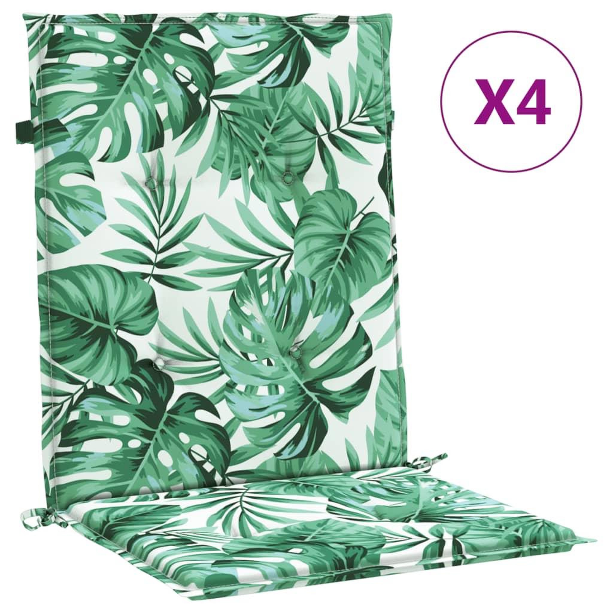 Voir la diapositive 2 : VIDAXL Coussins de chaise a dossier bas lot de 4 modele de feuille