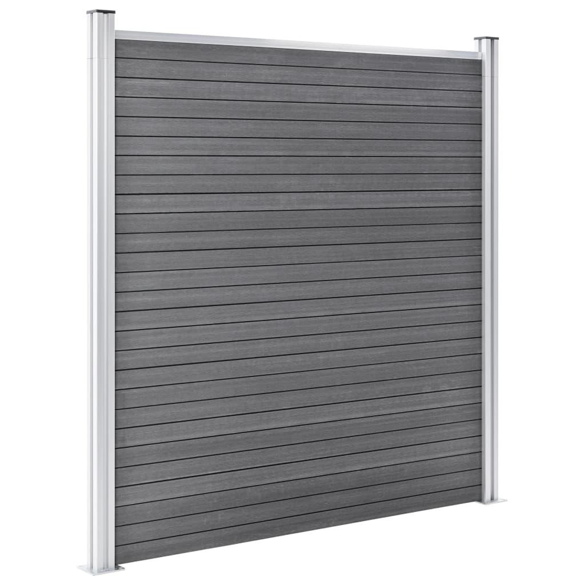 Voir la diapositive 5 : VIDAXL Ensemble de cloture WPC 2 Carre + 1 Incline 446 x 186 cm Gris