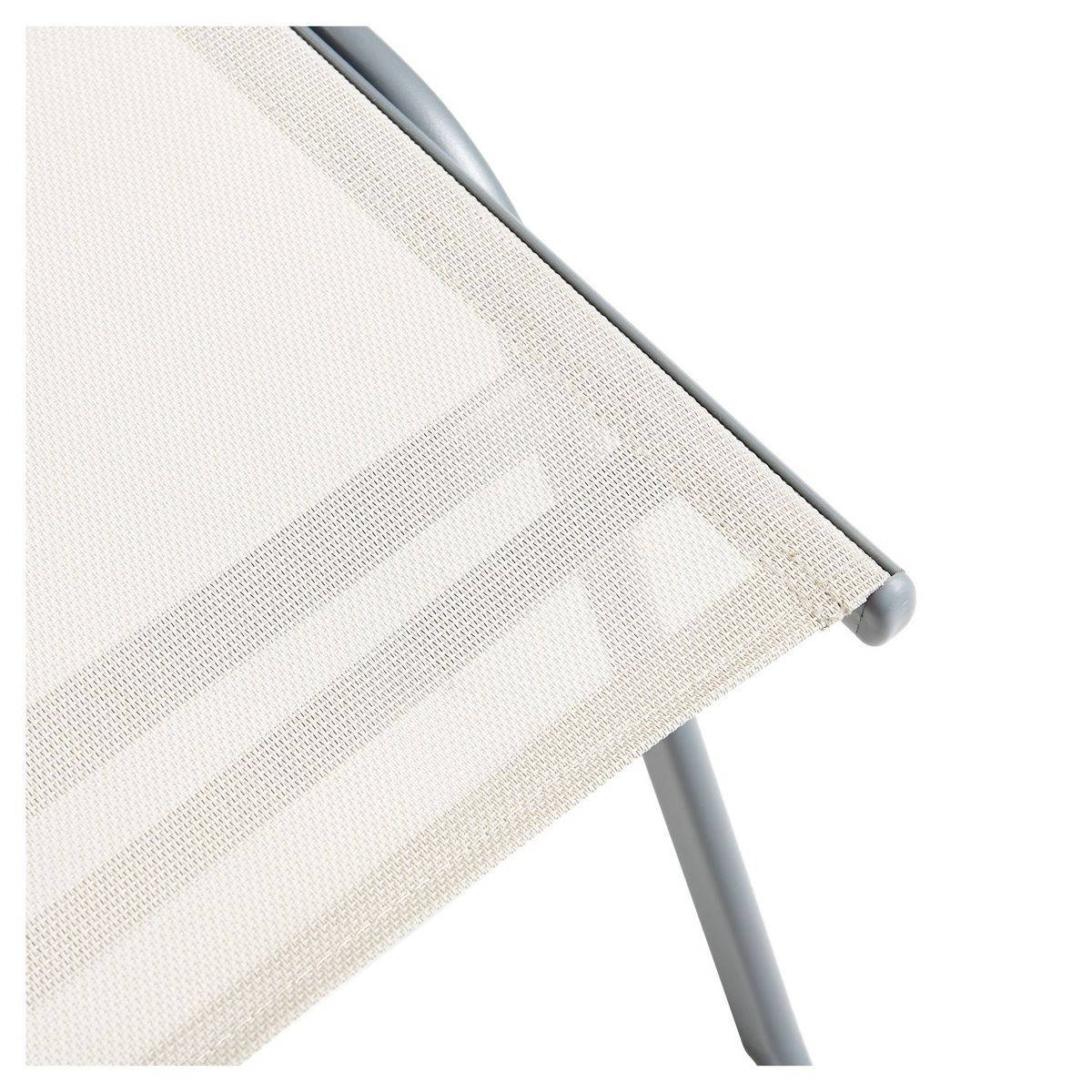 GARDENSTAR Bain de soleil 4 positions acier textilène blanc gris TULA