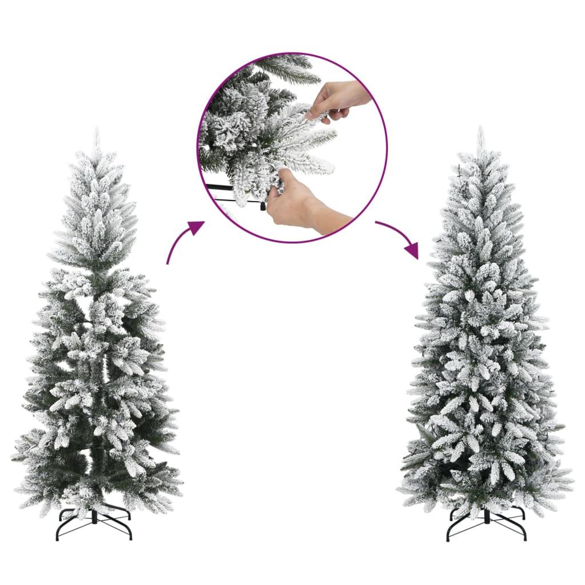 Voir la diapositive 3 : VIDAXL Sapin de Noël artificiel mince avec neige floquee 150 cm PVC/PE