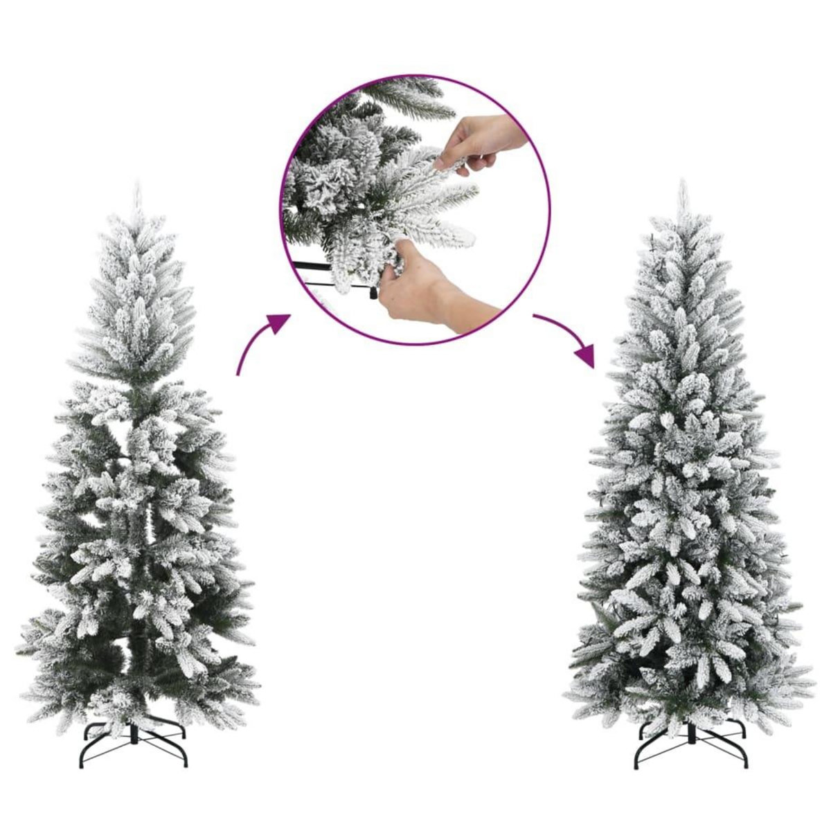 VIDAXL Sapin de Noël artificiel mince avec neige floquee 150 cm PVC/PE