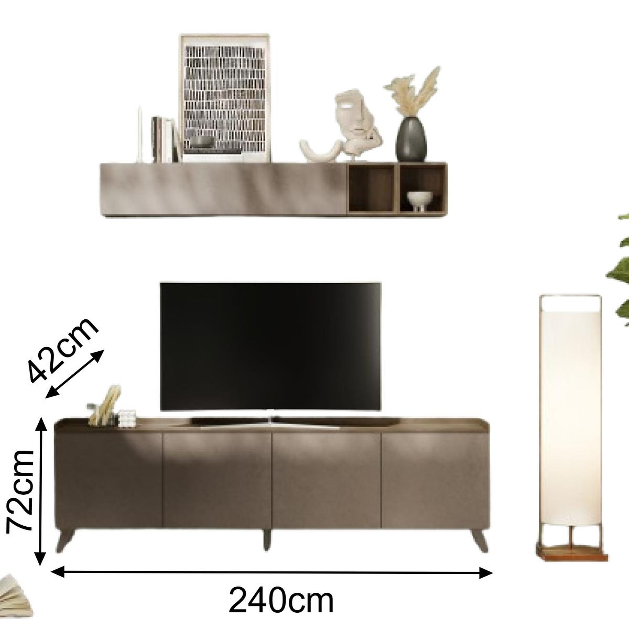 Voir la diapositive 5 : JLC KREATION Meuble tv contemporain 240cm 4 portes radost