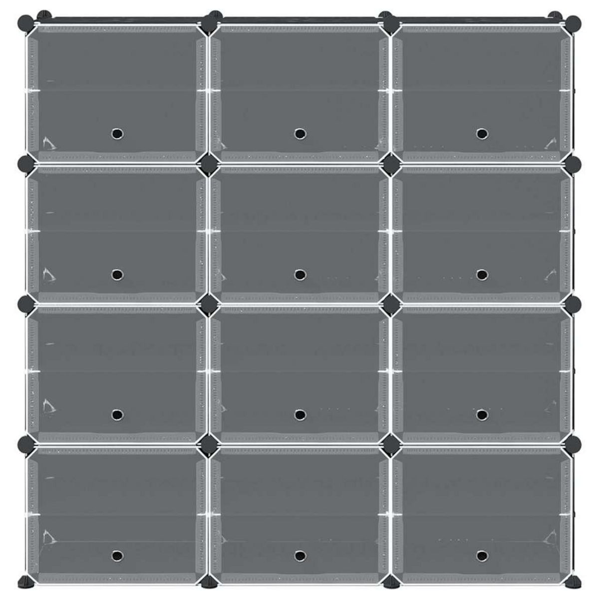 VIDAXL Cubes de rangement 12 pcs avec portes noir PP