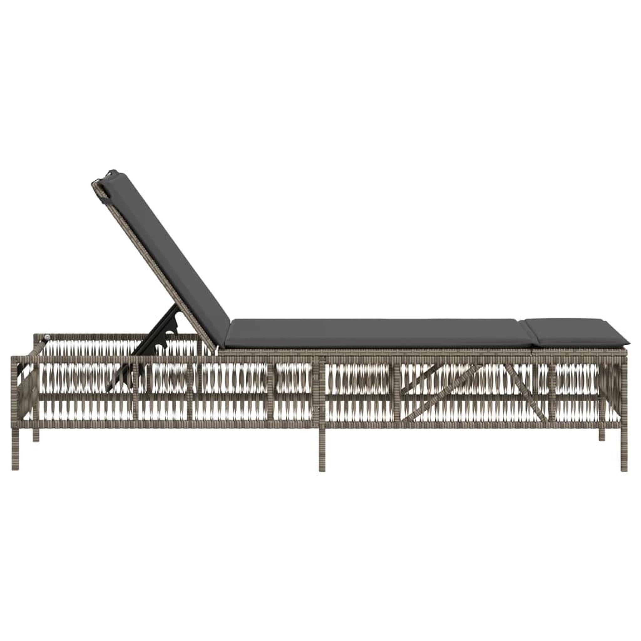 Voir la diapositive 5 : VIDAXL Chaise longue avec coussin gris resine tressee