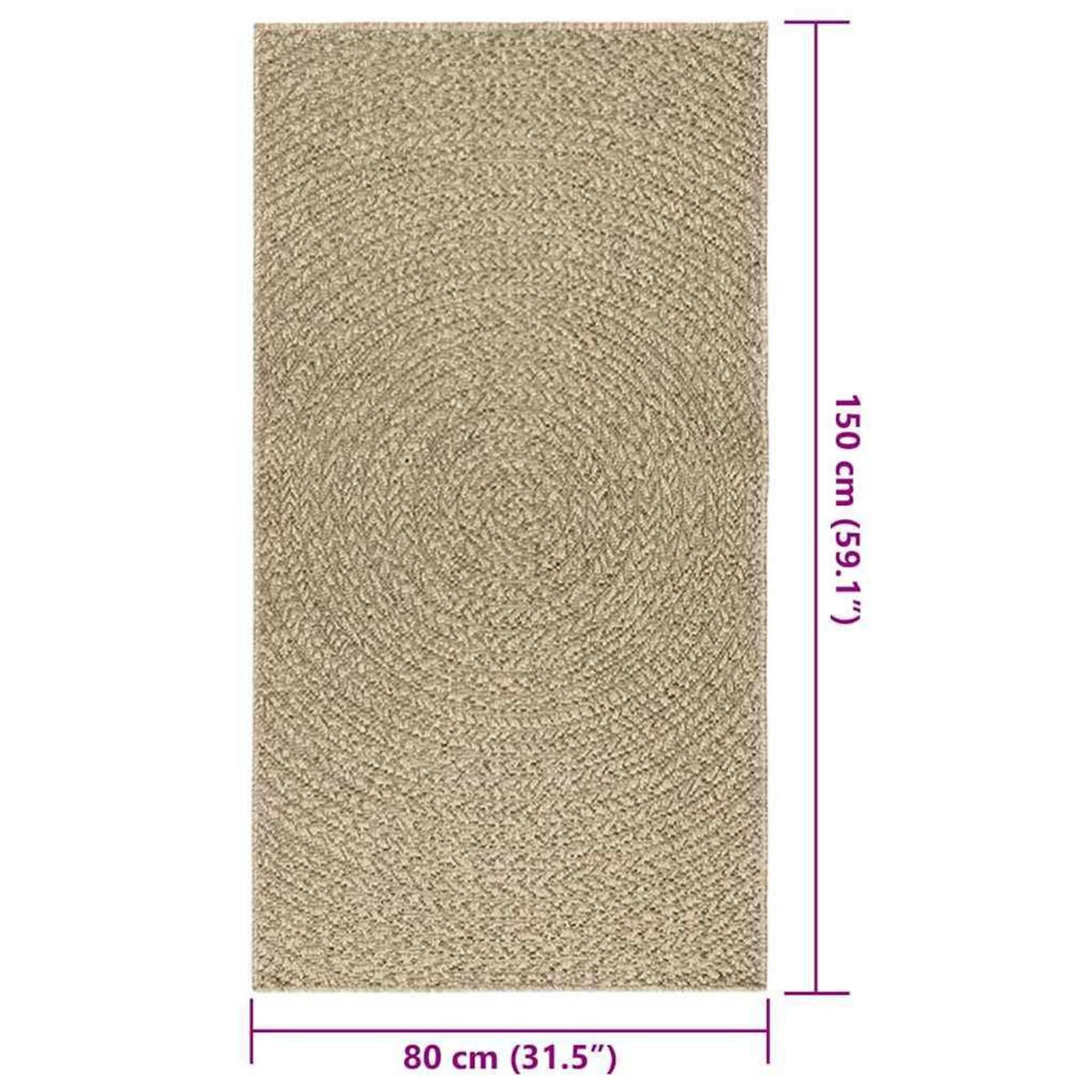 VIDAXL Tapis ZIZUR beige 80x150 cm aspect de jute interieur exterieur