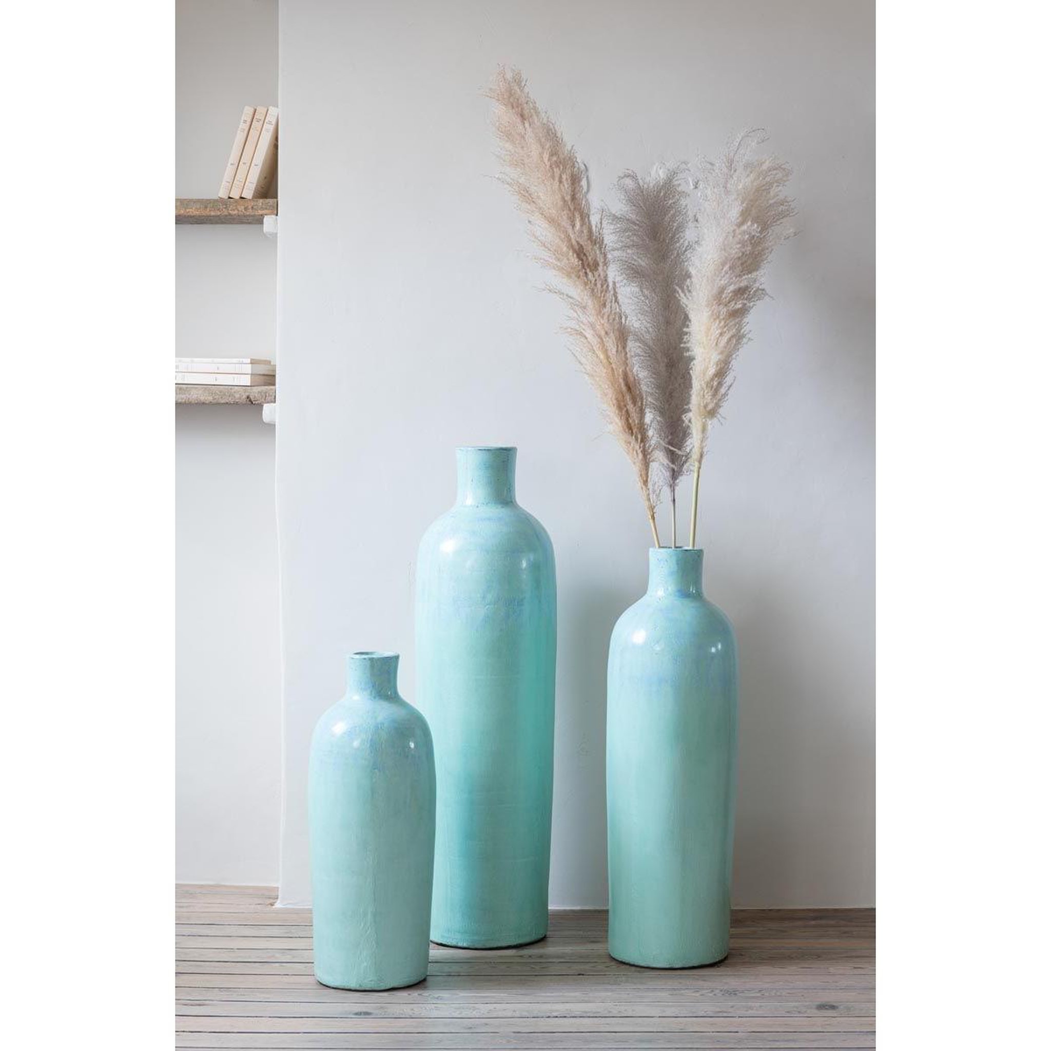 Voir la diapositive 3 : J-LINE Vase bouteille déco  justine  100cm bleu