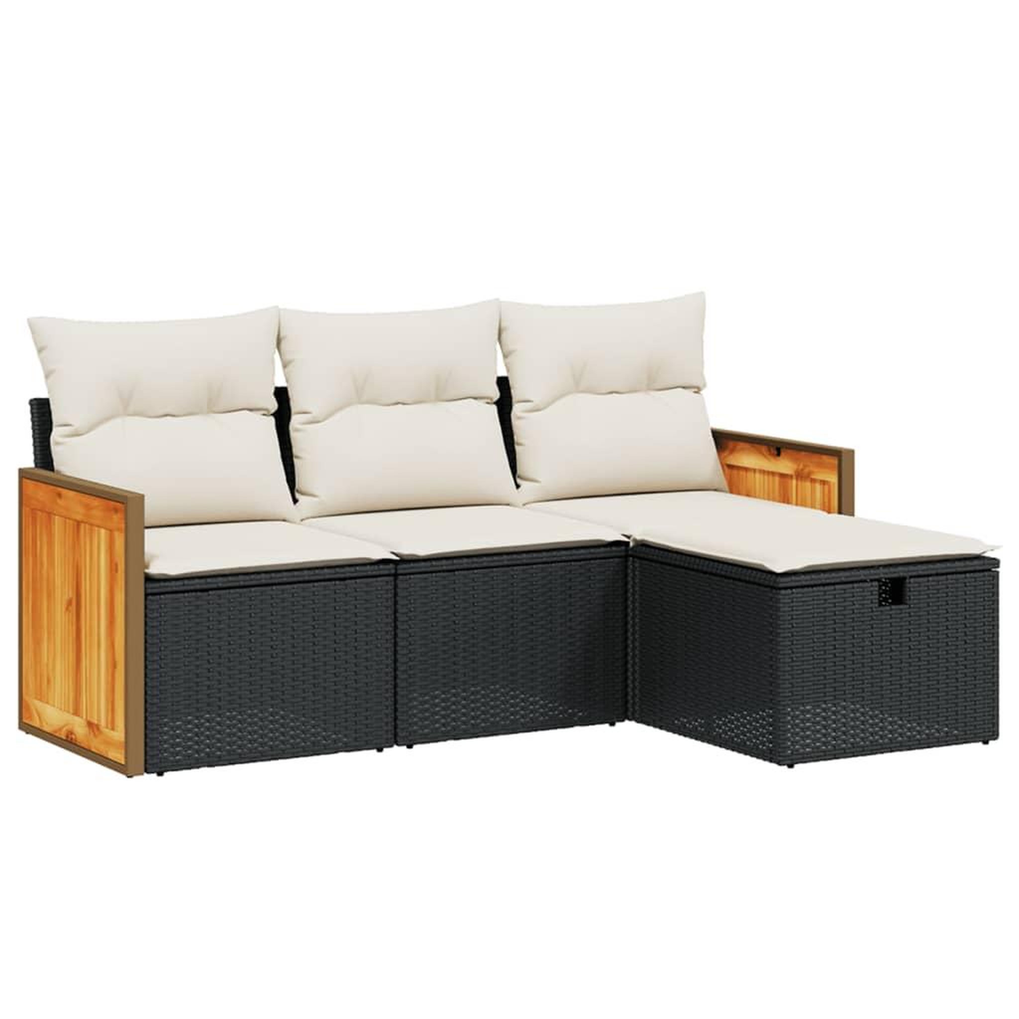 Voir la diapositive 2 : VIDAXL Salon de jardin 4 pcs avec coussins noir resine tressee