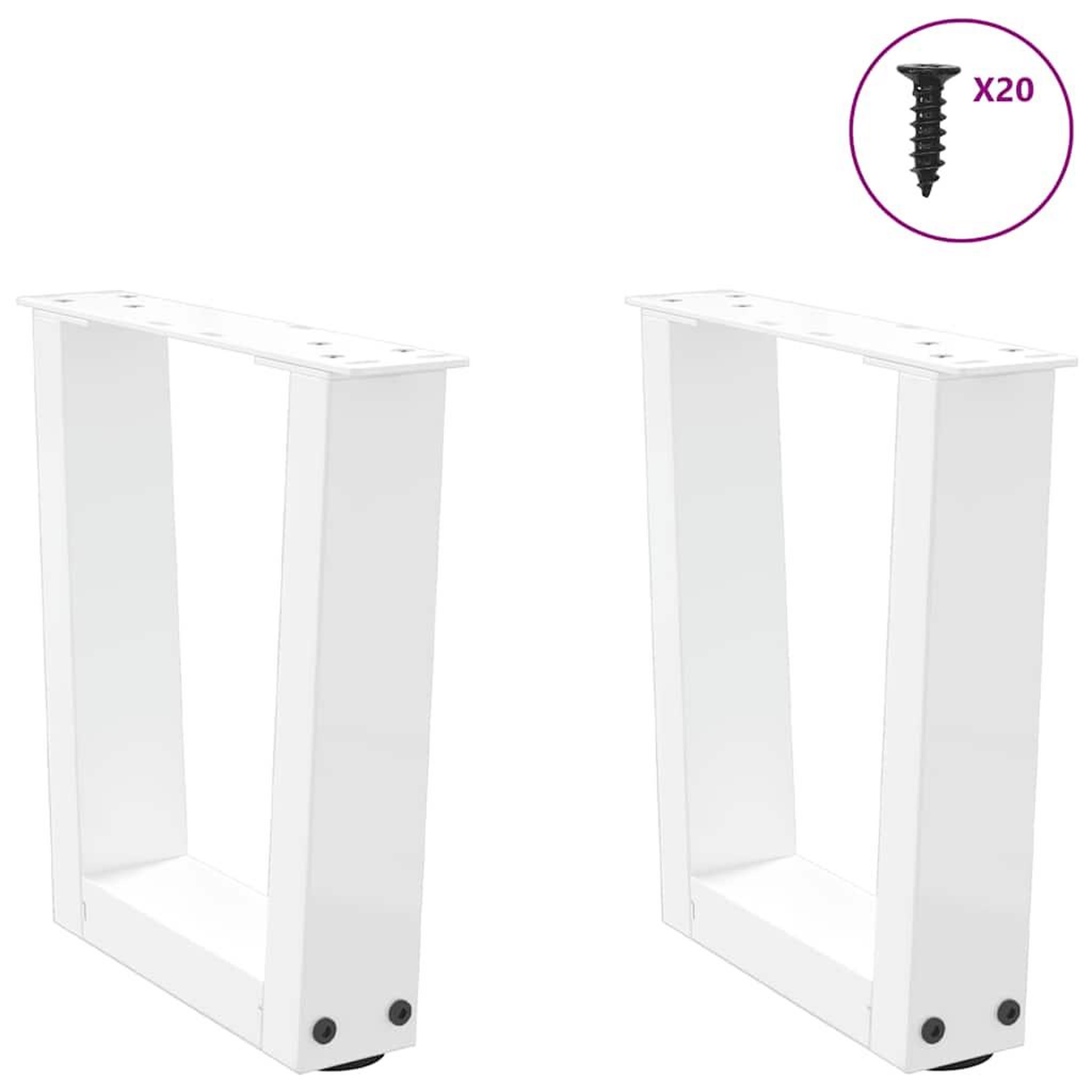 Voir la diapositive 3 : VIDAXL Pieds de table a manger forme V 2pcs blanc 40x(30-31,3)cm acier