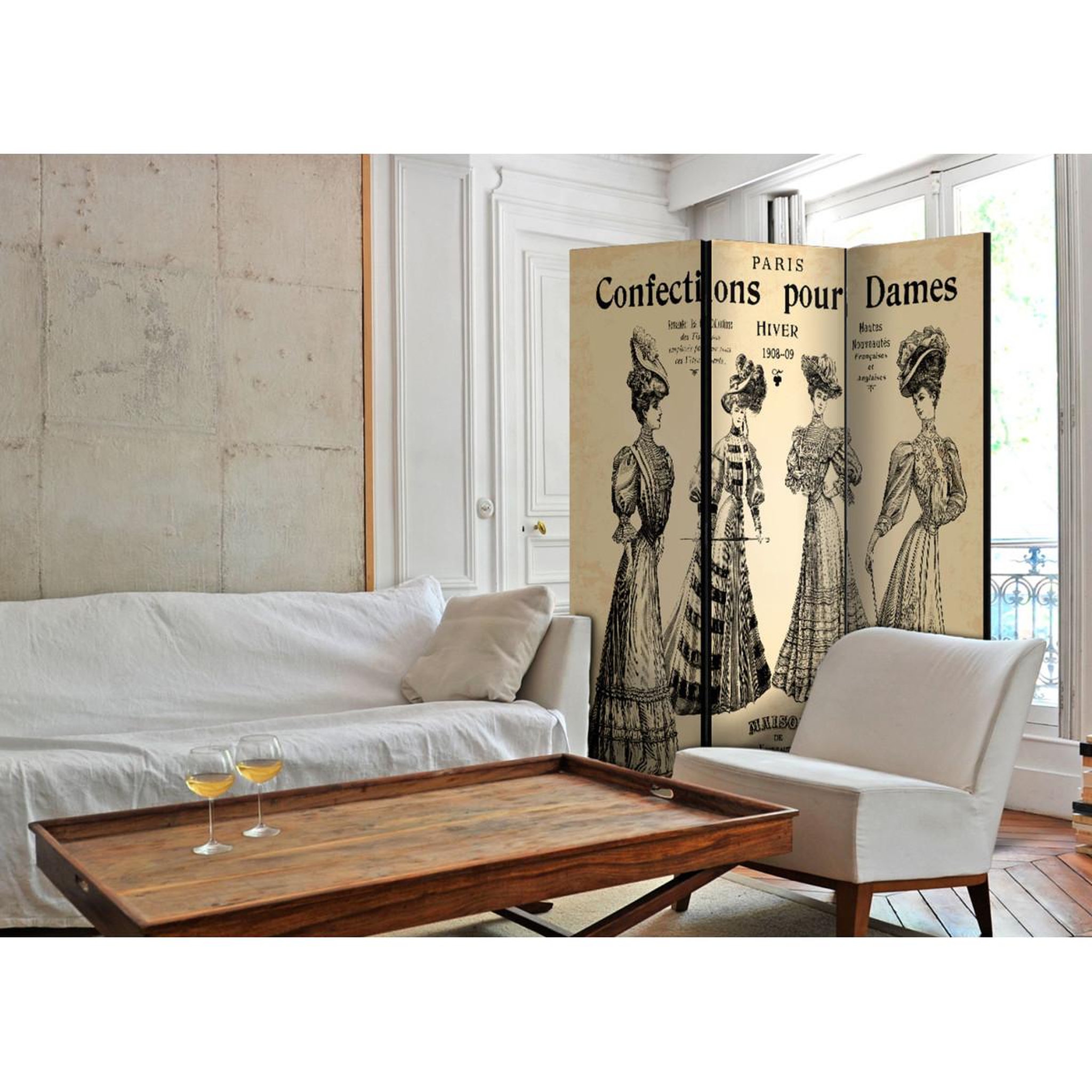 Voir la diapositive 2 : Paris Prix Paravent 3 volets  confections pour dames  135x172cm