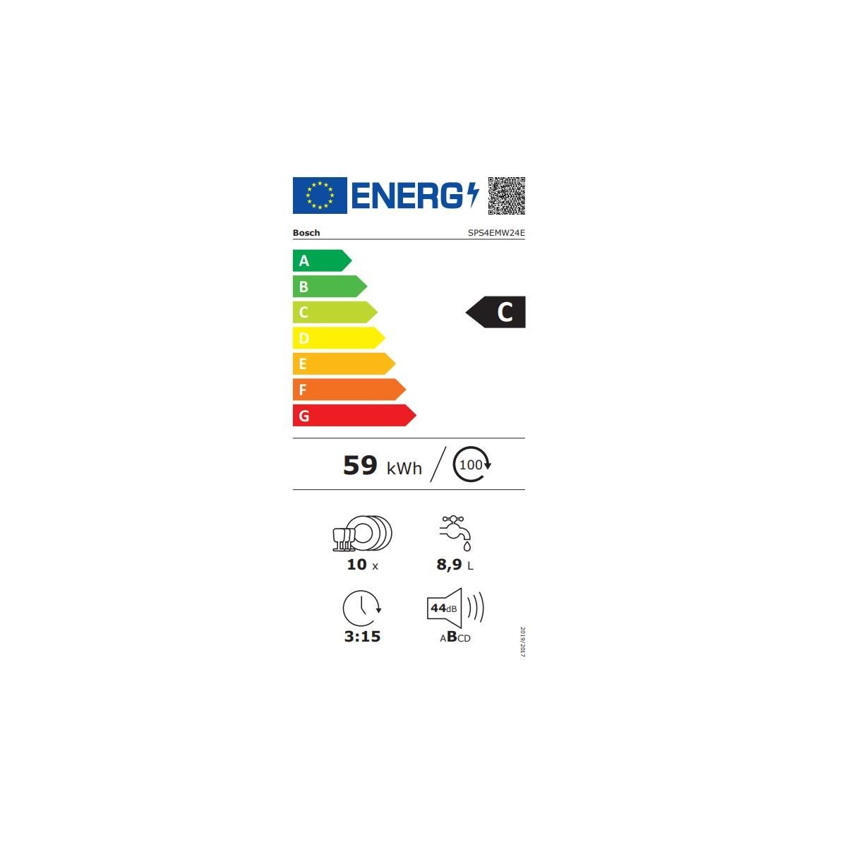 BOSCH Lave-vaisselle 45cm 10 couverts blanc - SPS4EMW24E
